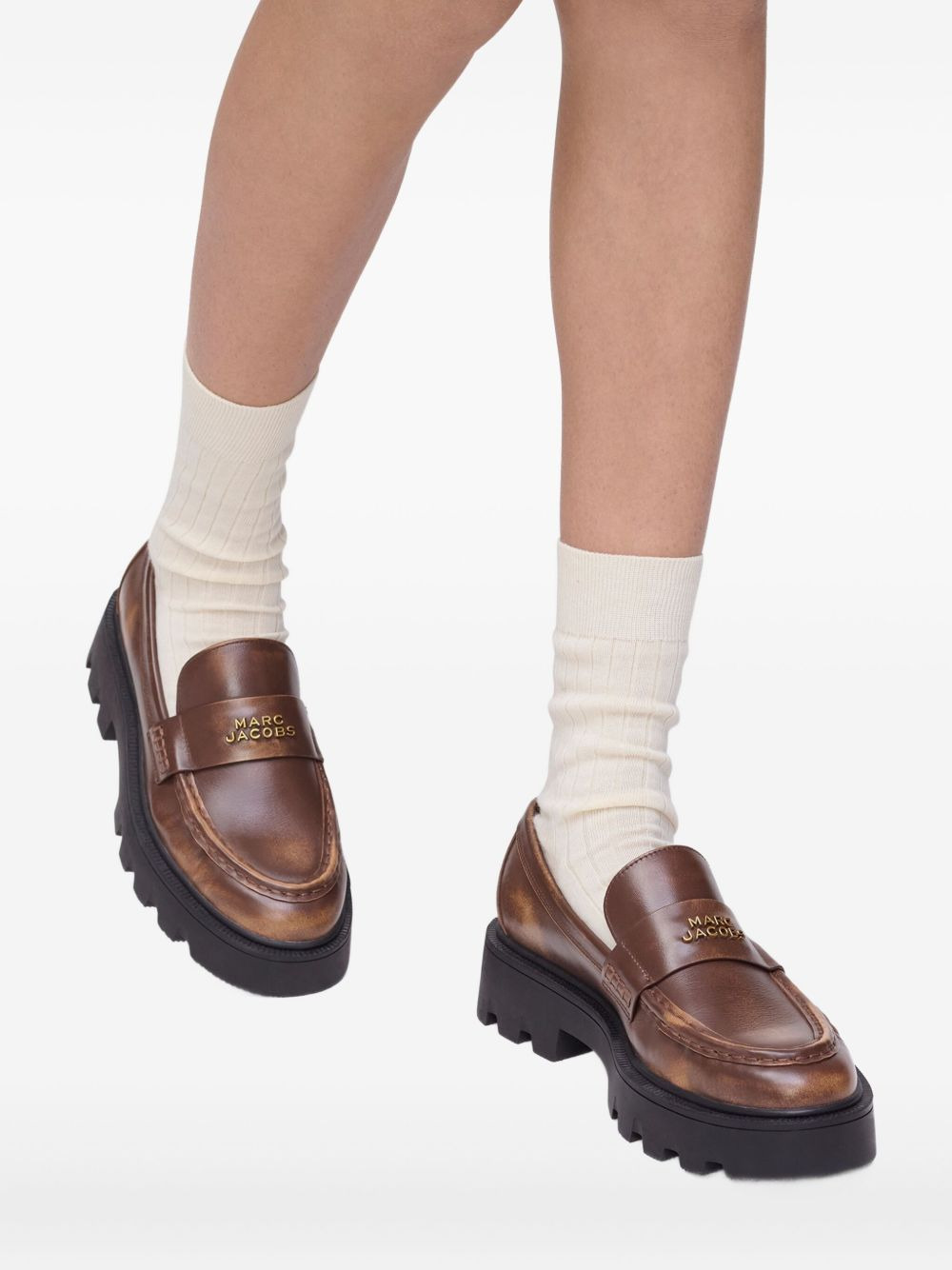 logo-plaque chunky loafers - 5