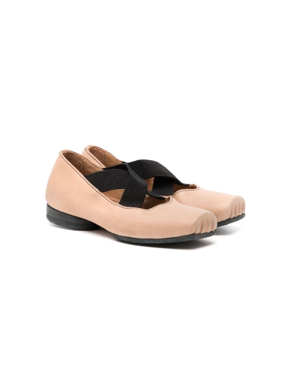 square-toe leather ballet pumps - 1