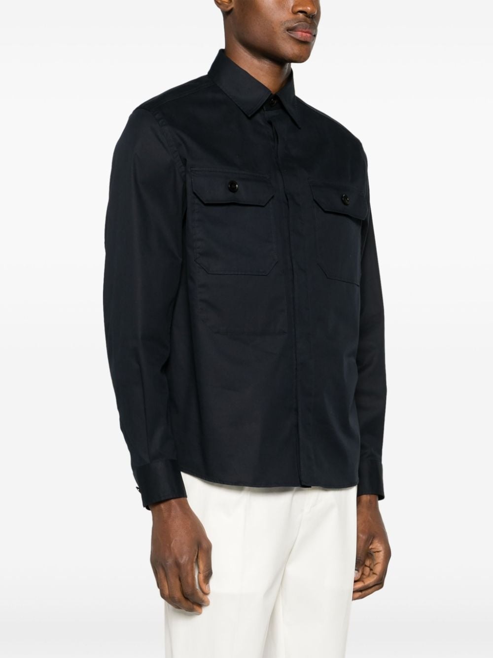 chest-pocket cotton shirt - 3