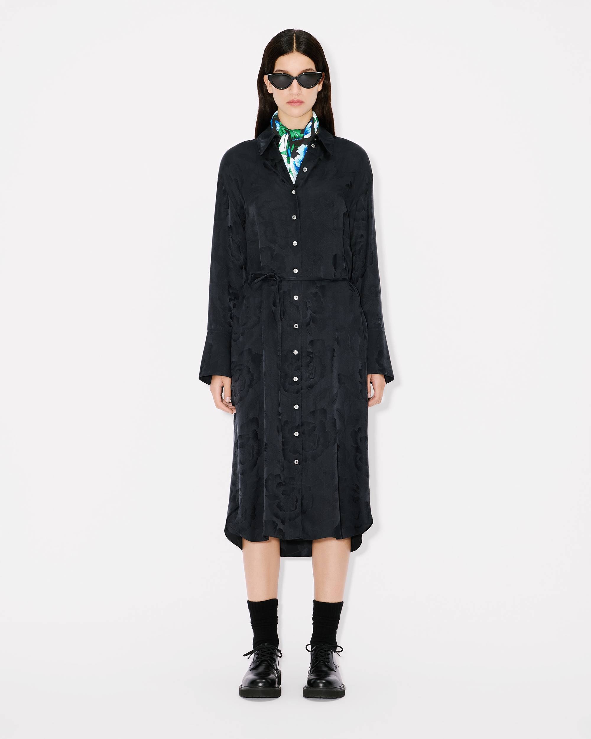 'KENZO Peonies' midi shirt dress in silk viscose - 3