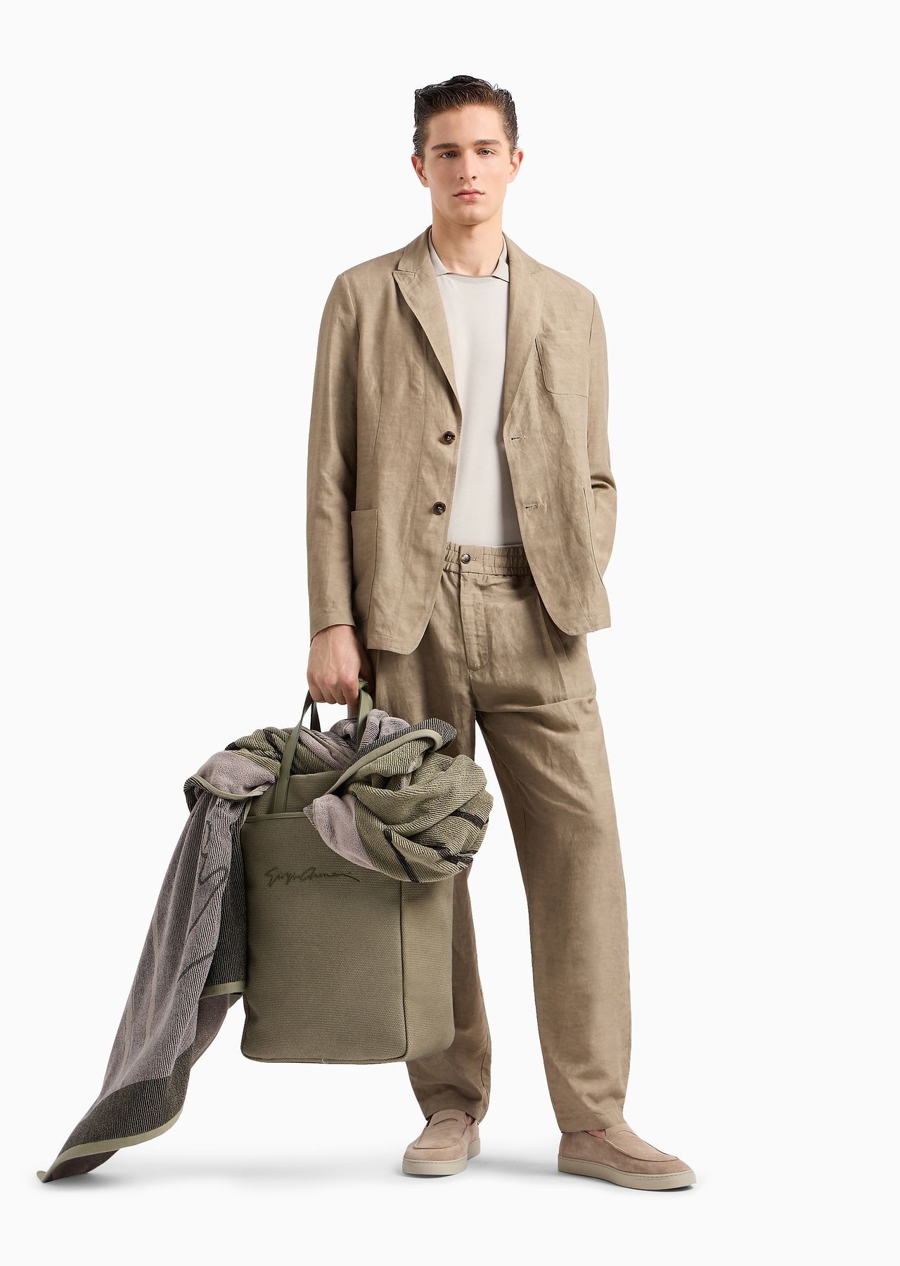 Viscose and linen canvas single-darted trousers - 4