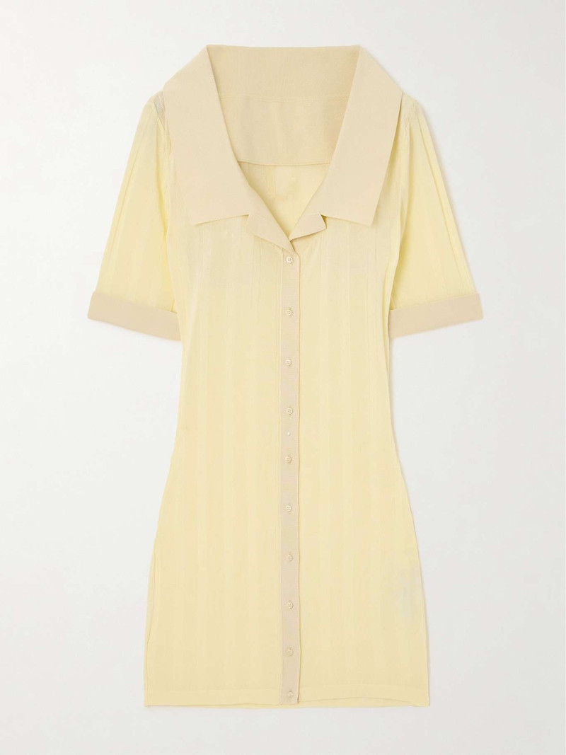 Manta poplin-trimmed ribbed-knit mini dress - 1