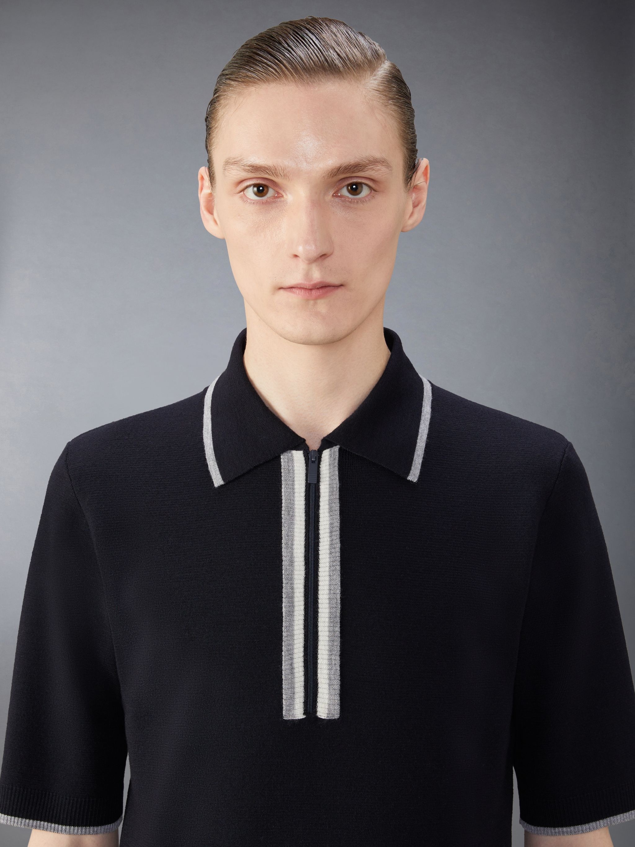 Merino Wool Milano Stitch Zip up Polo - 4