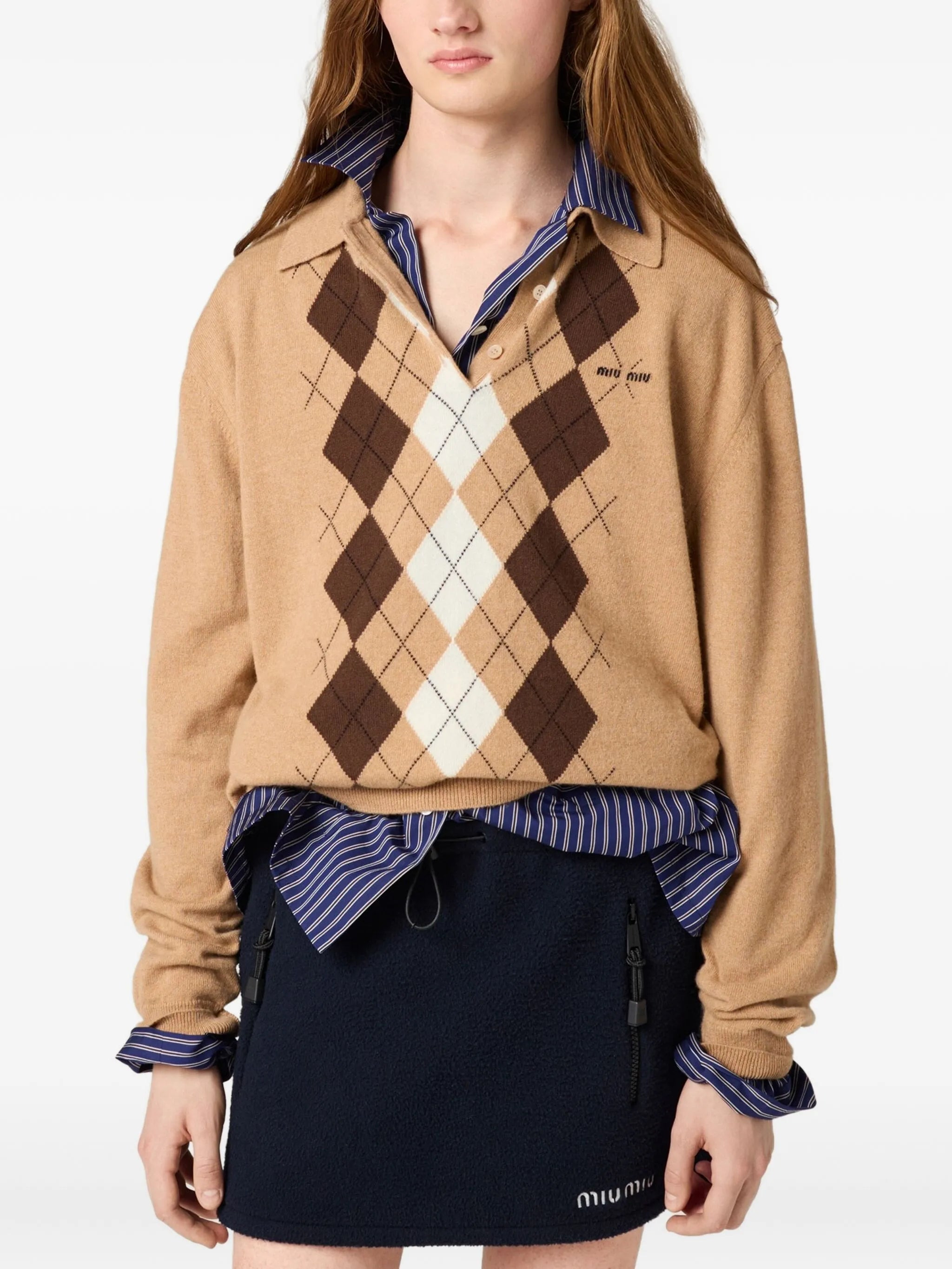 argyle three-button polo sweater - 4