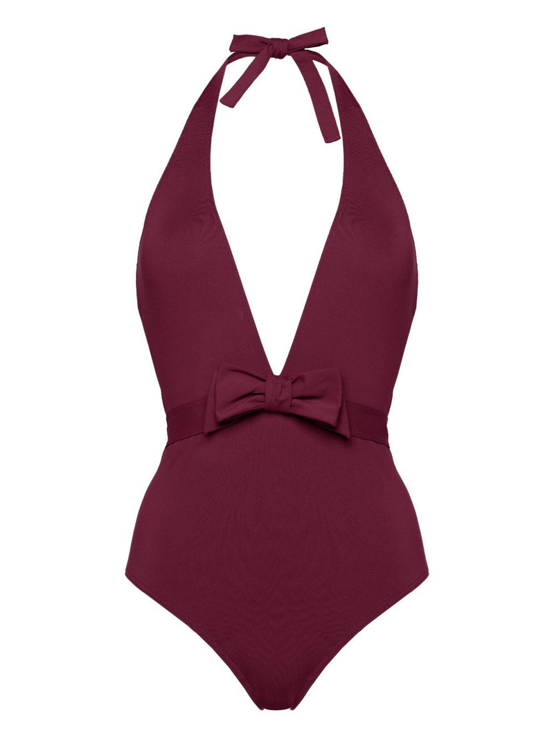 halter-neck bow-embellished swimsuit 1