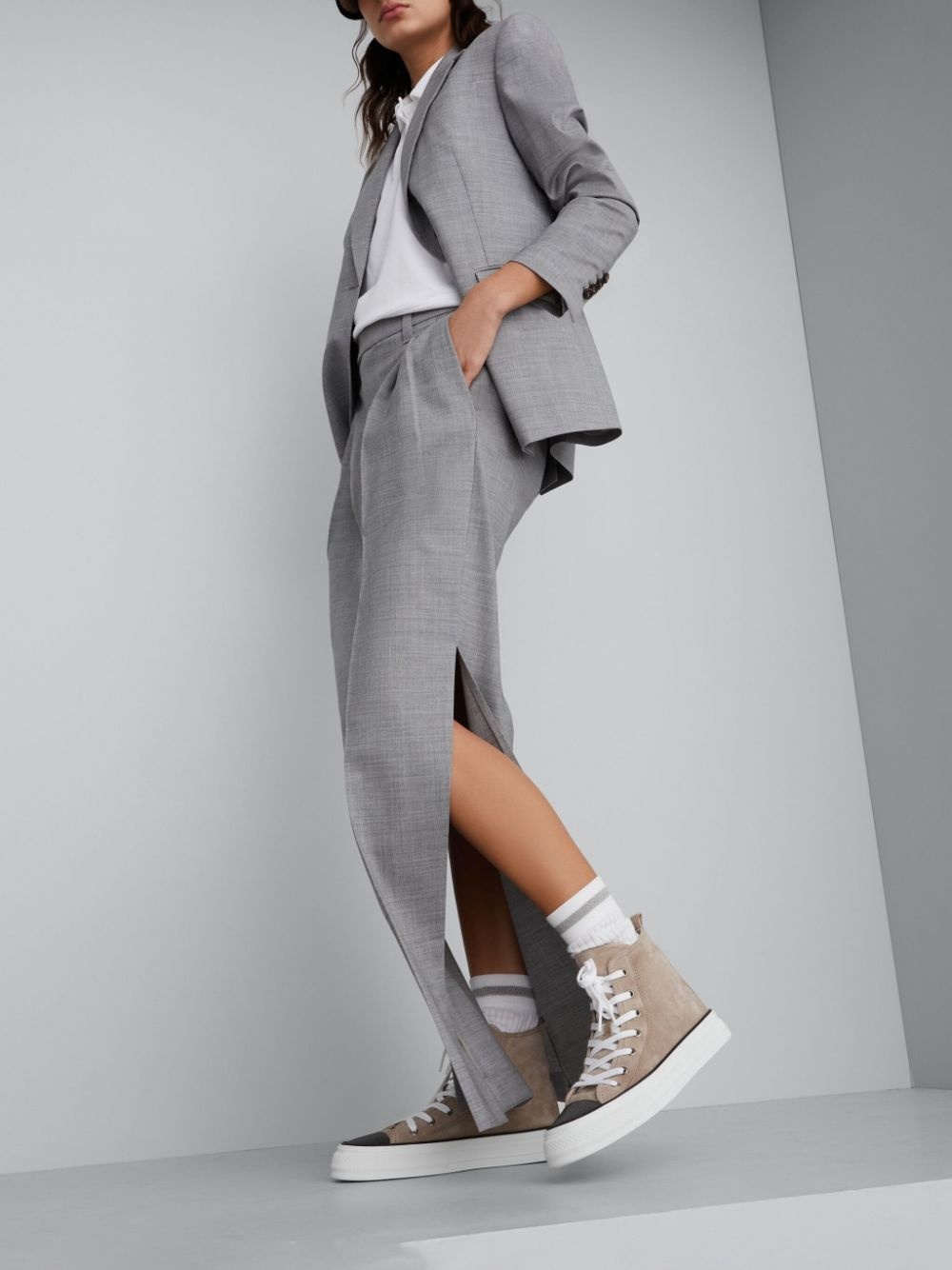 panelled lace-up sneakers - 5