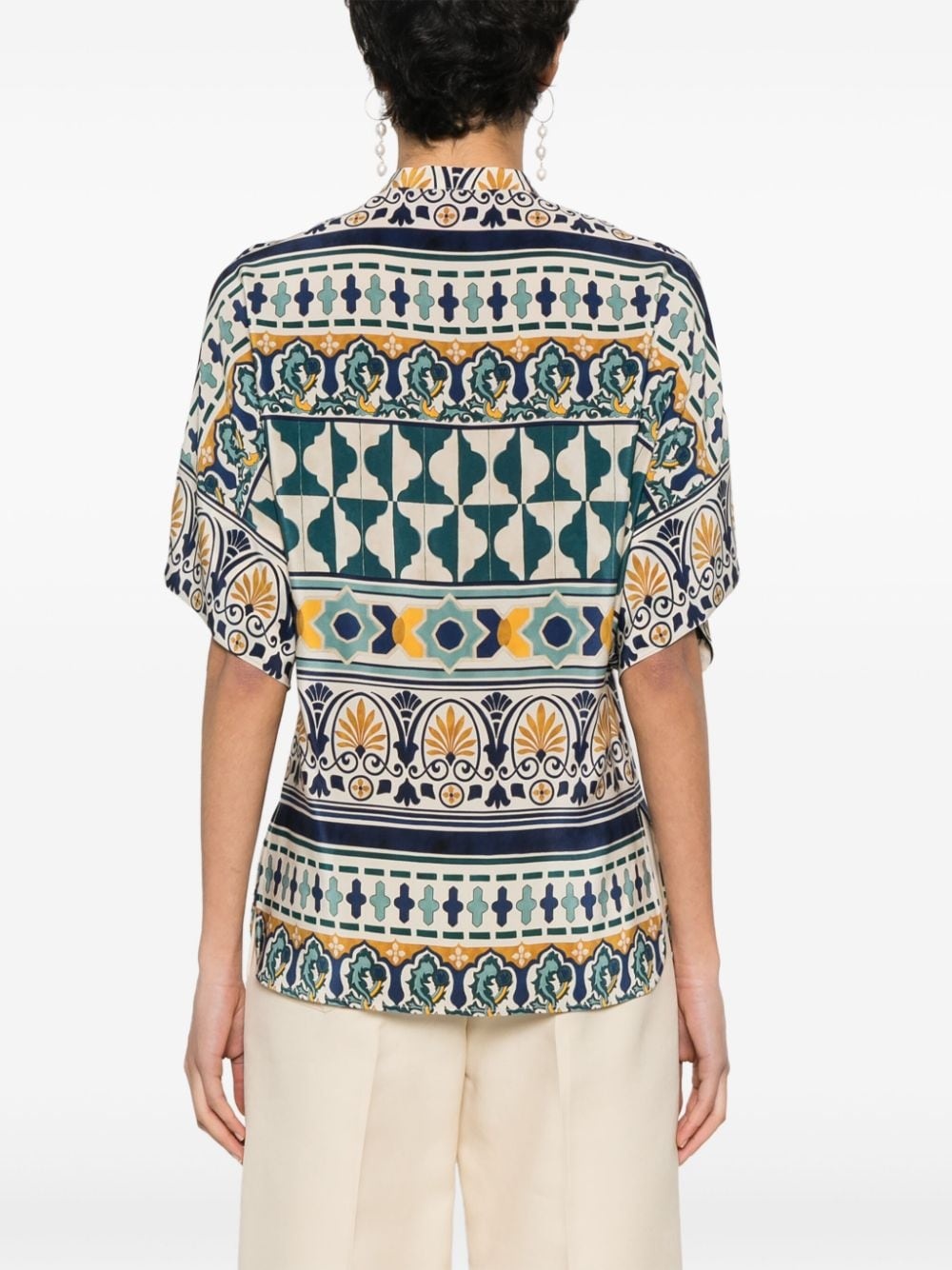 geometric-pattern silk shirt - 4