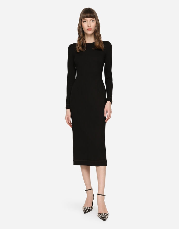 Jersey calf-length dress with DG logo details - 1