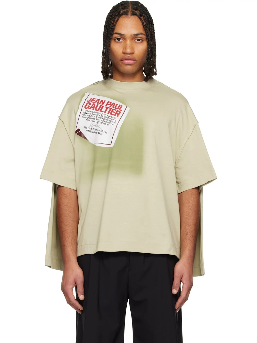 Green 'The Gaultier Label' Double T-shirt - 1