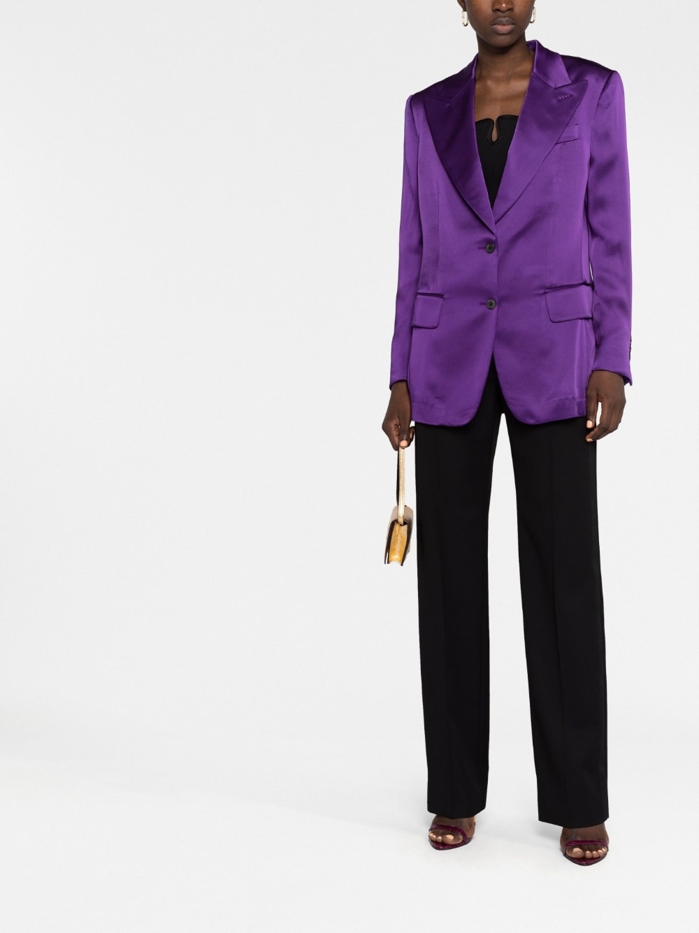 single-breasted satin-finish blazer - 2