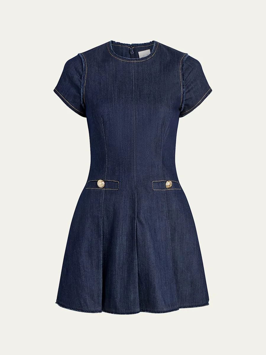 Nova Short-Sleeve Denim Mini Dress - 1