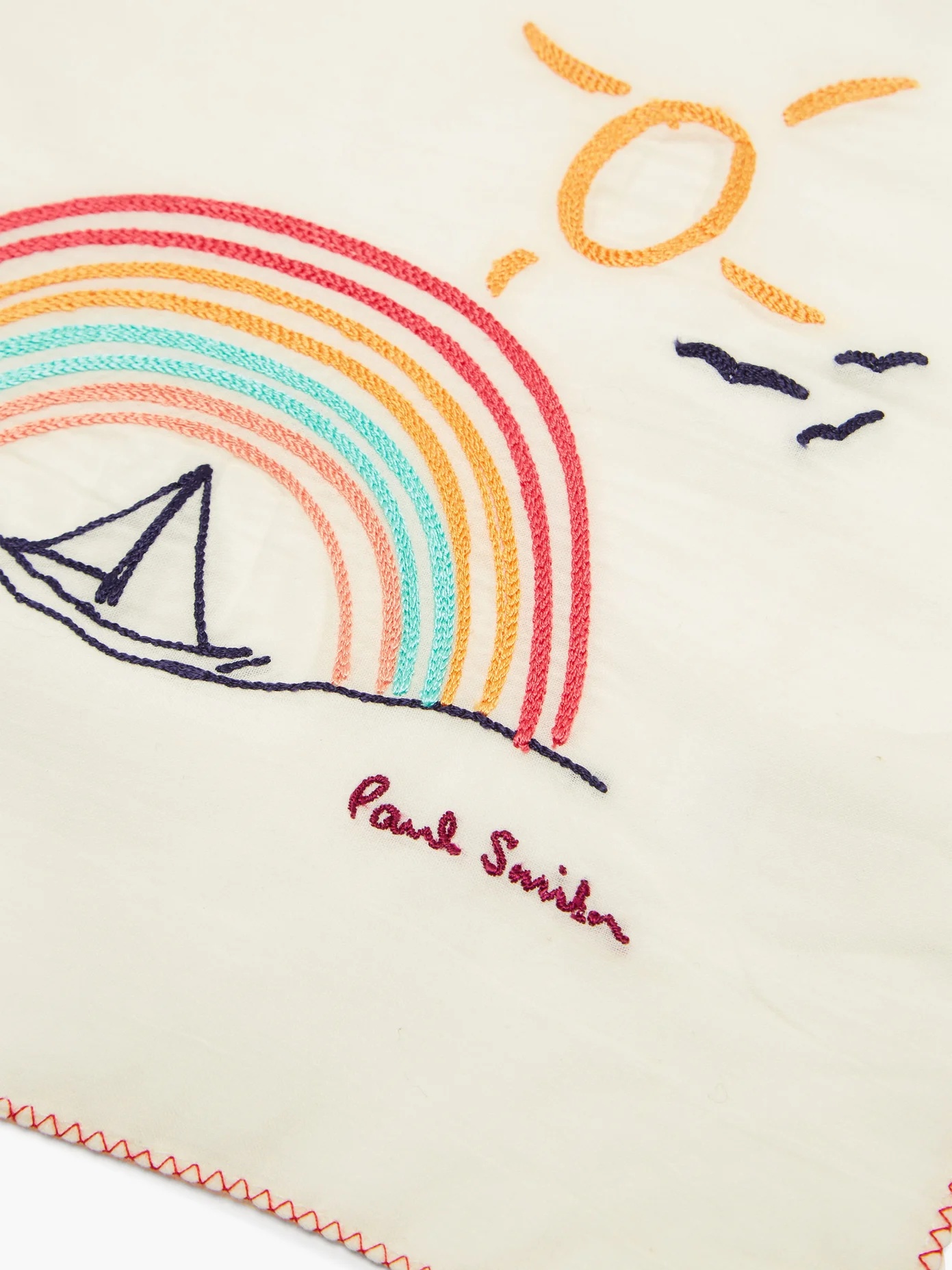 Drawing-embroidered cotton pocket square - 2