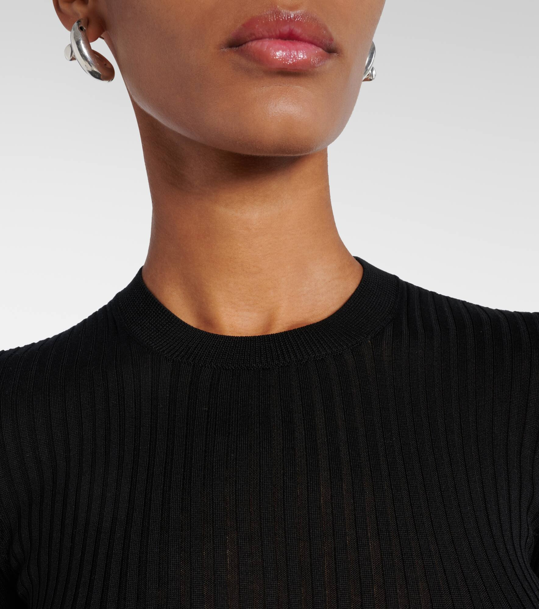 Ribbed-knit silk sweater - 4