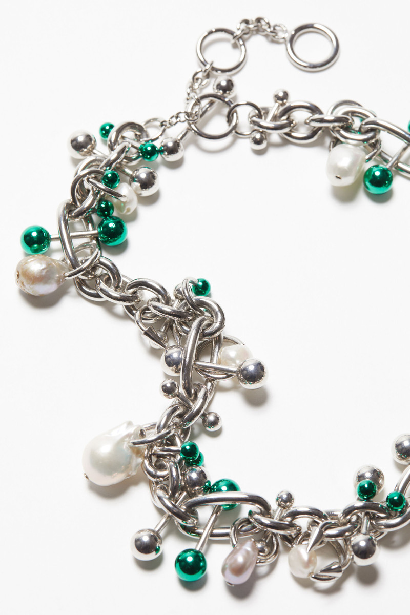 Multi charm necklace - Silver/green 4
