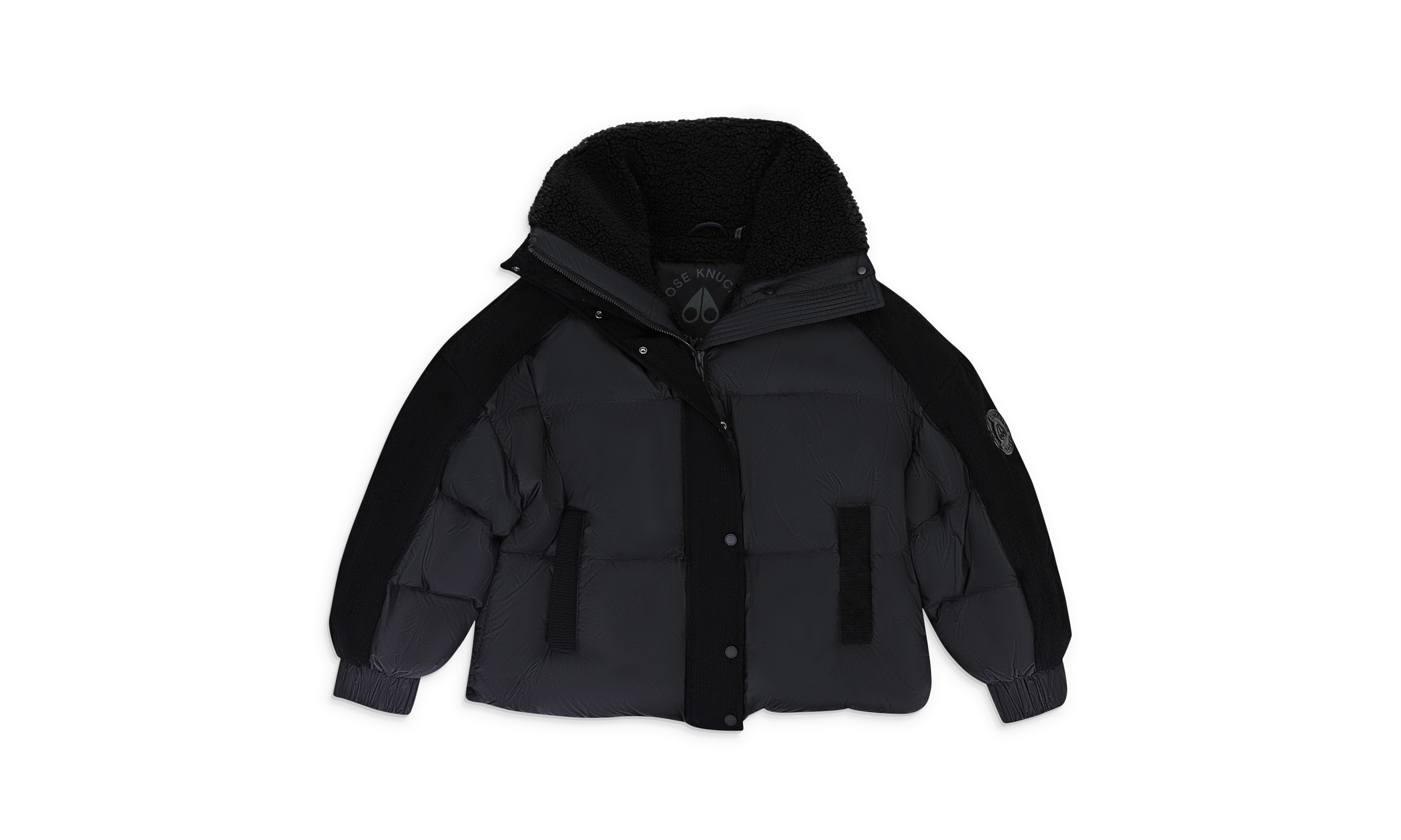 MOOSE KNUCKLES CORDUROY ELMIRA PUFFER BLACK PUFFER JACKET - 1