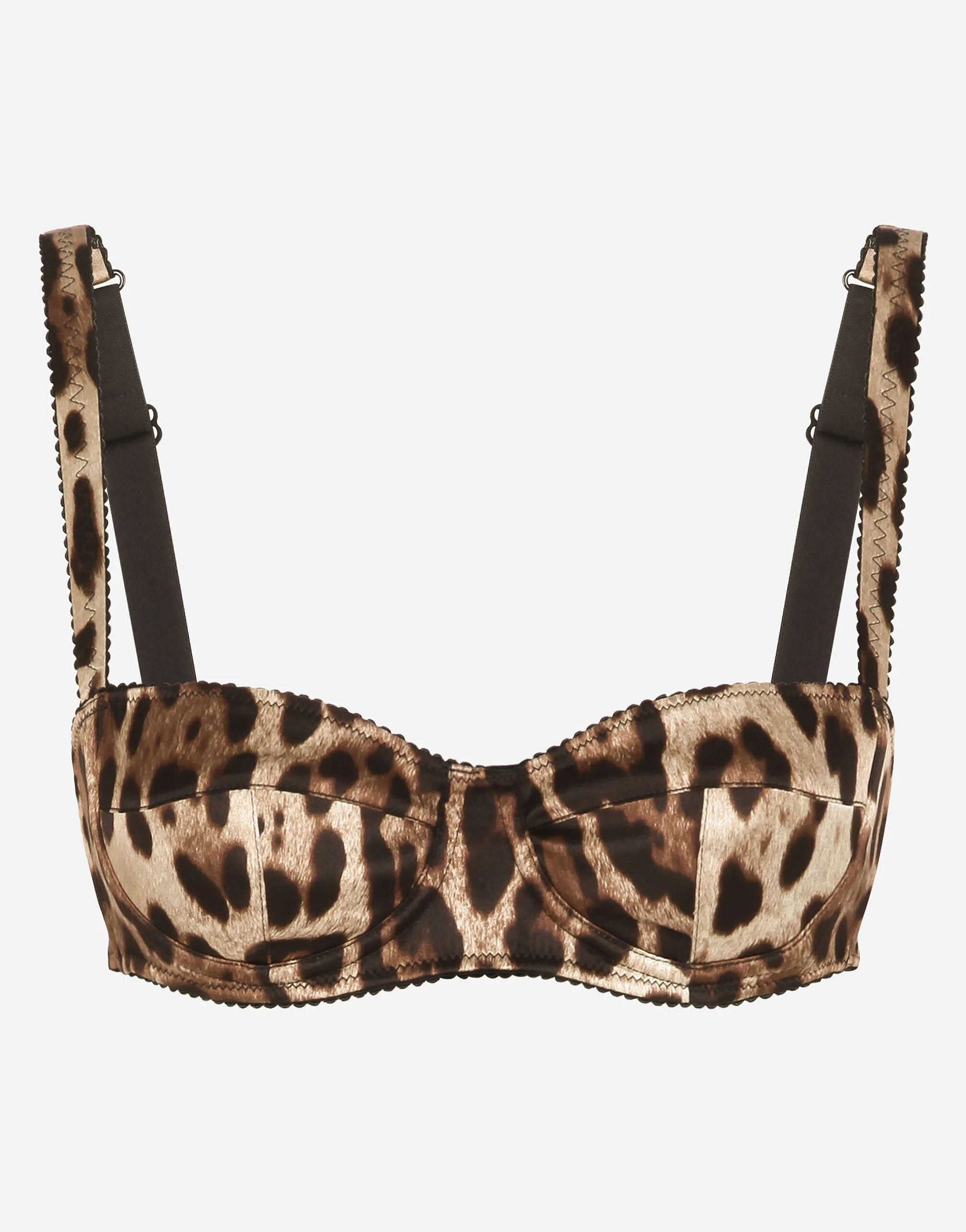 Leopard-print satin balconette bra - 1