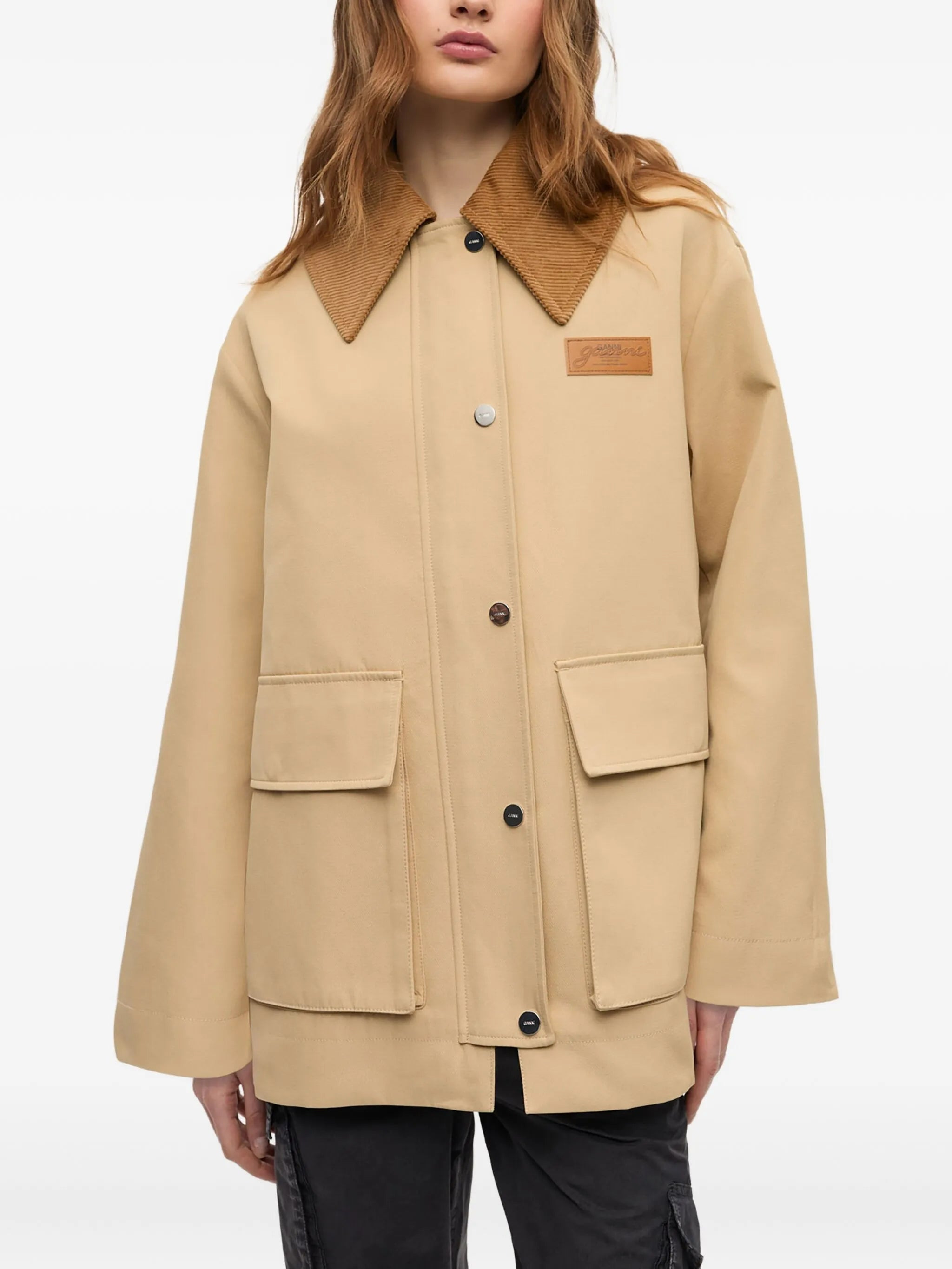 corduroy-collar utility jacket - 3