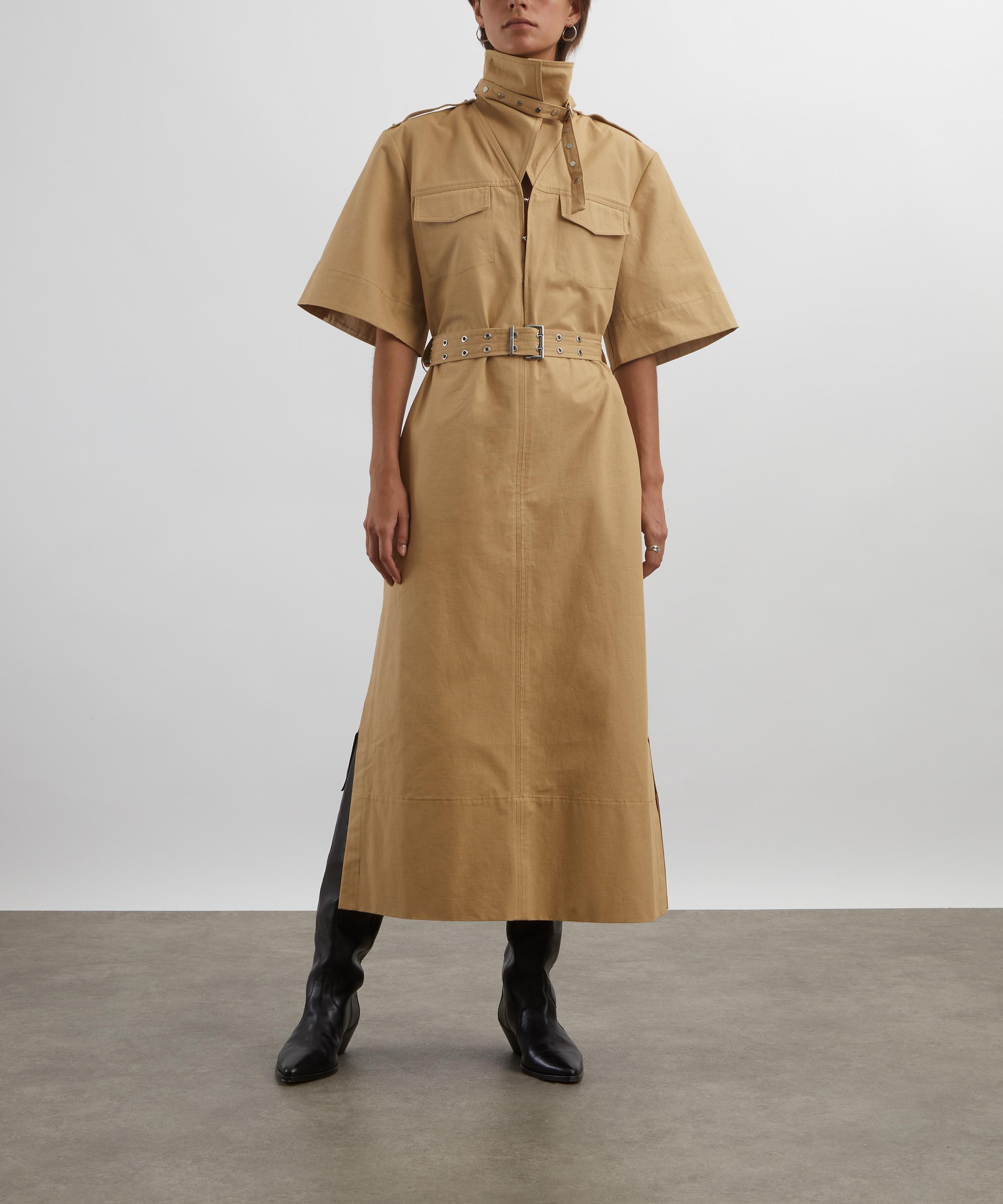 Beige Stretch Cotton Dress - 3