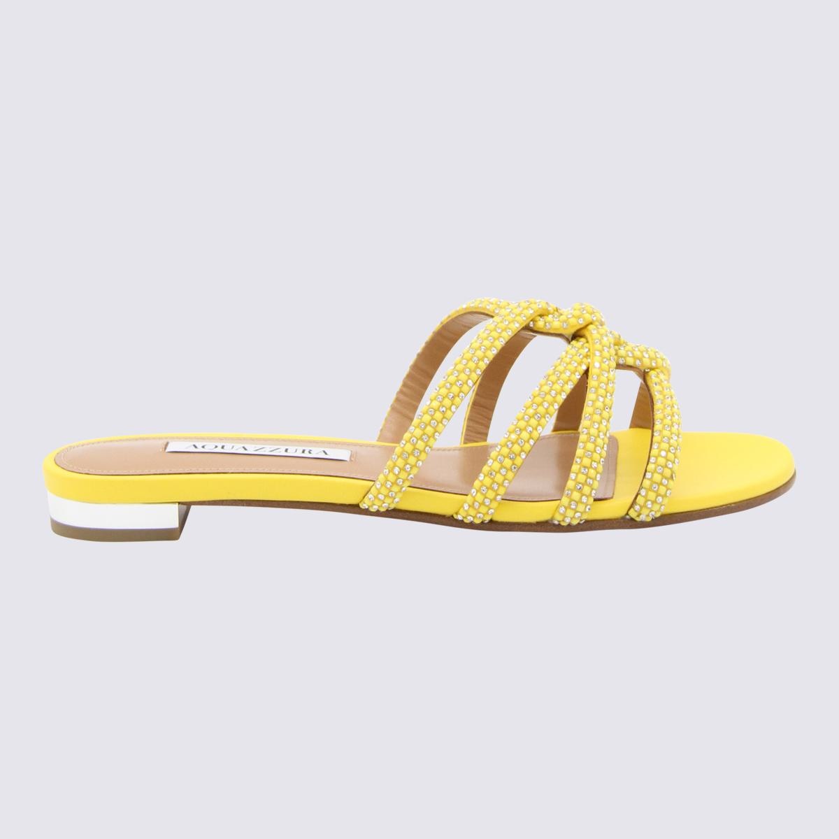 AQUAZZURA YELLOW LEATHER SANDALS - 1