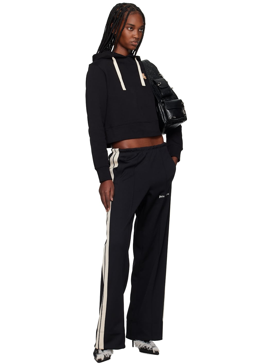 Black Logo Loose Track Pants - 4