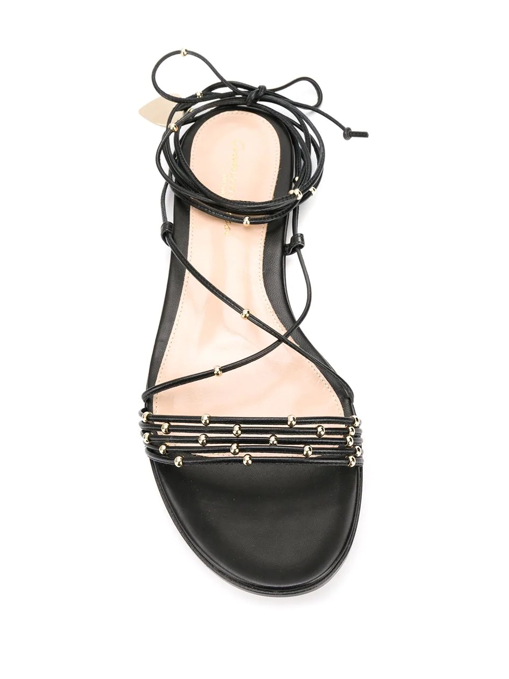 wrap-around beaded flat sandals - 4