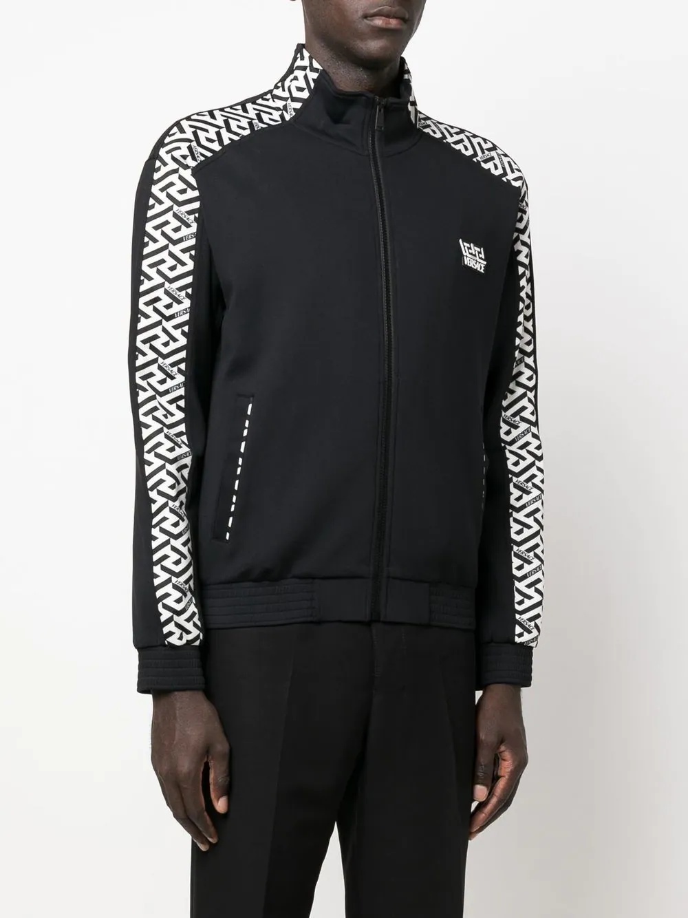Greca-print zip-up track jacket - 3