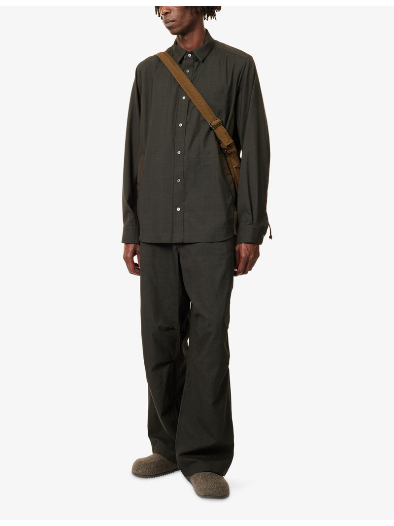 sacai Checked Straight-Leg Wool Trousers outlook