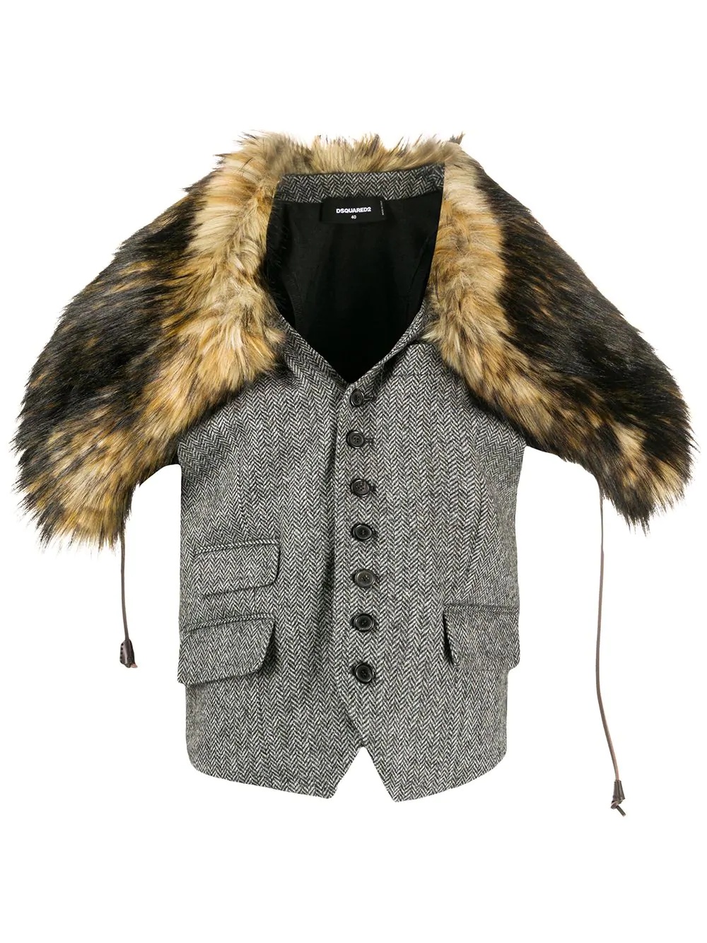 faux-fur shoulder waistcoat - 1