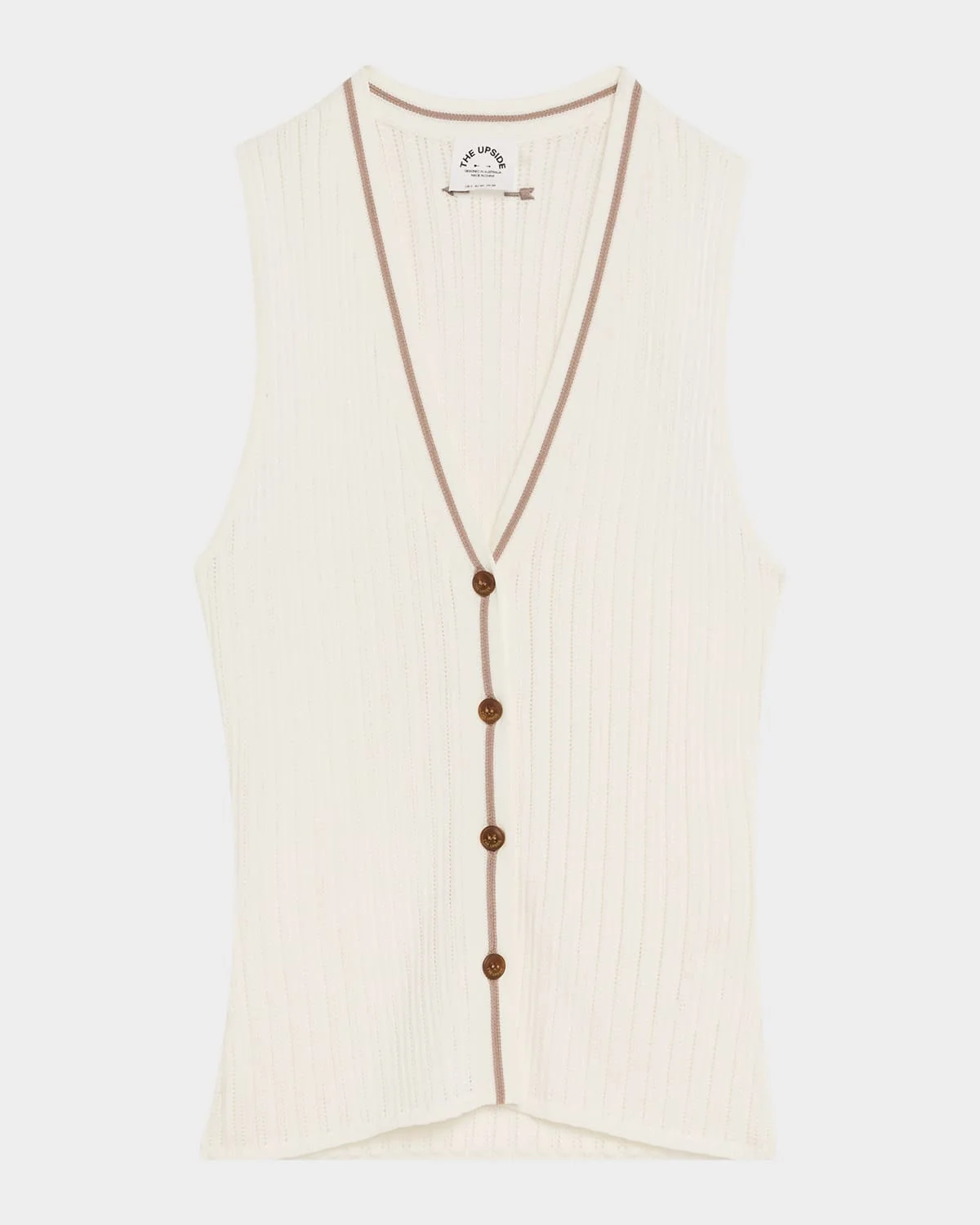 Rosella V-Neck Pointelle Knit Vest - 1