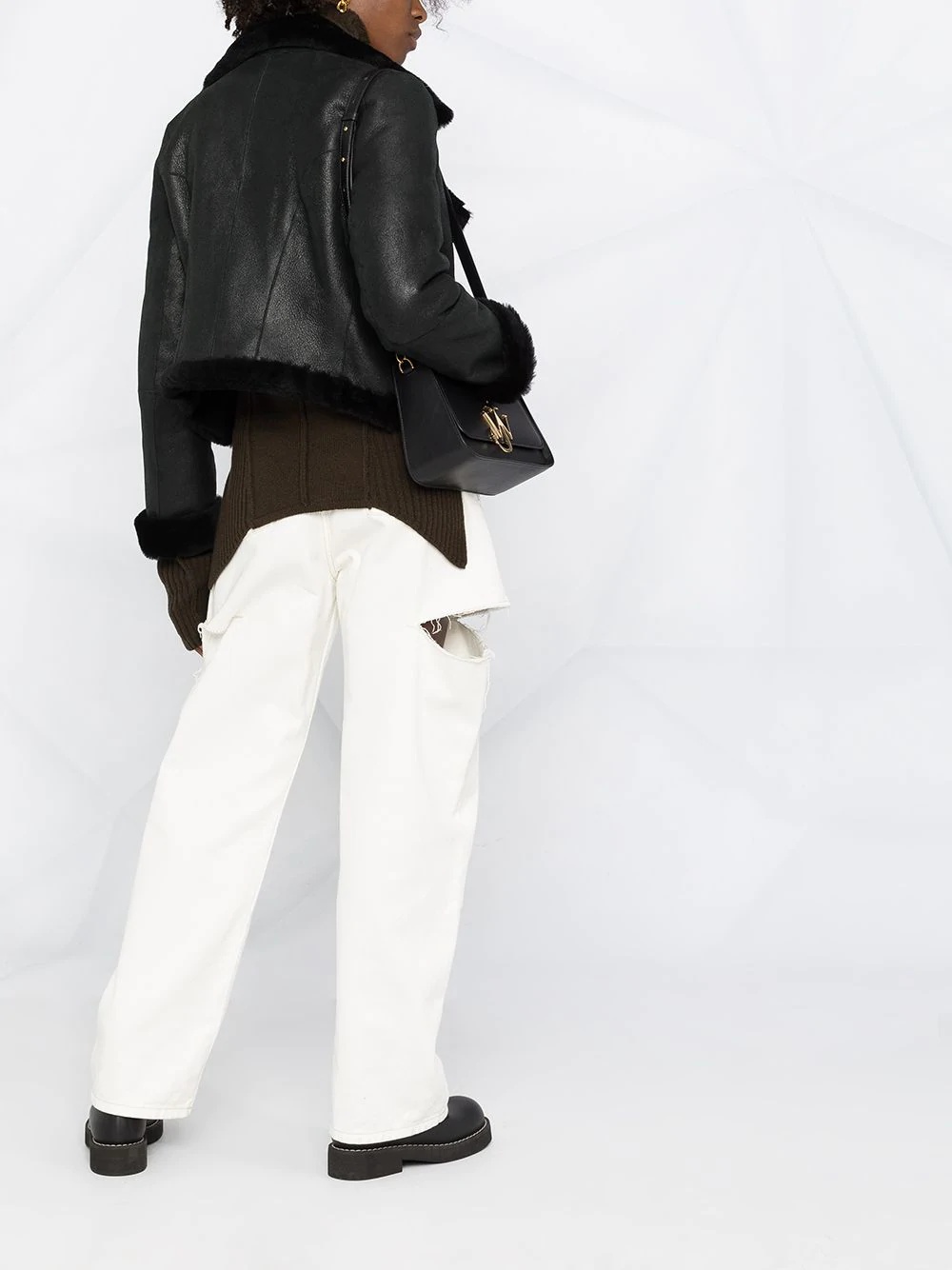 Aysha cropped leather jacket - 4