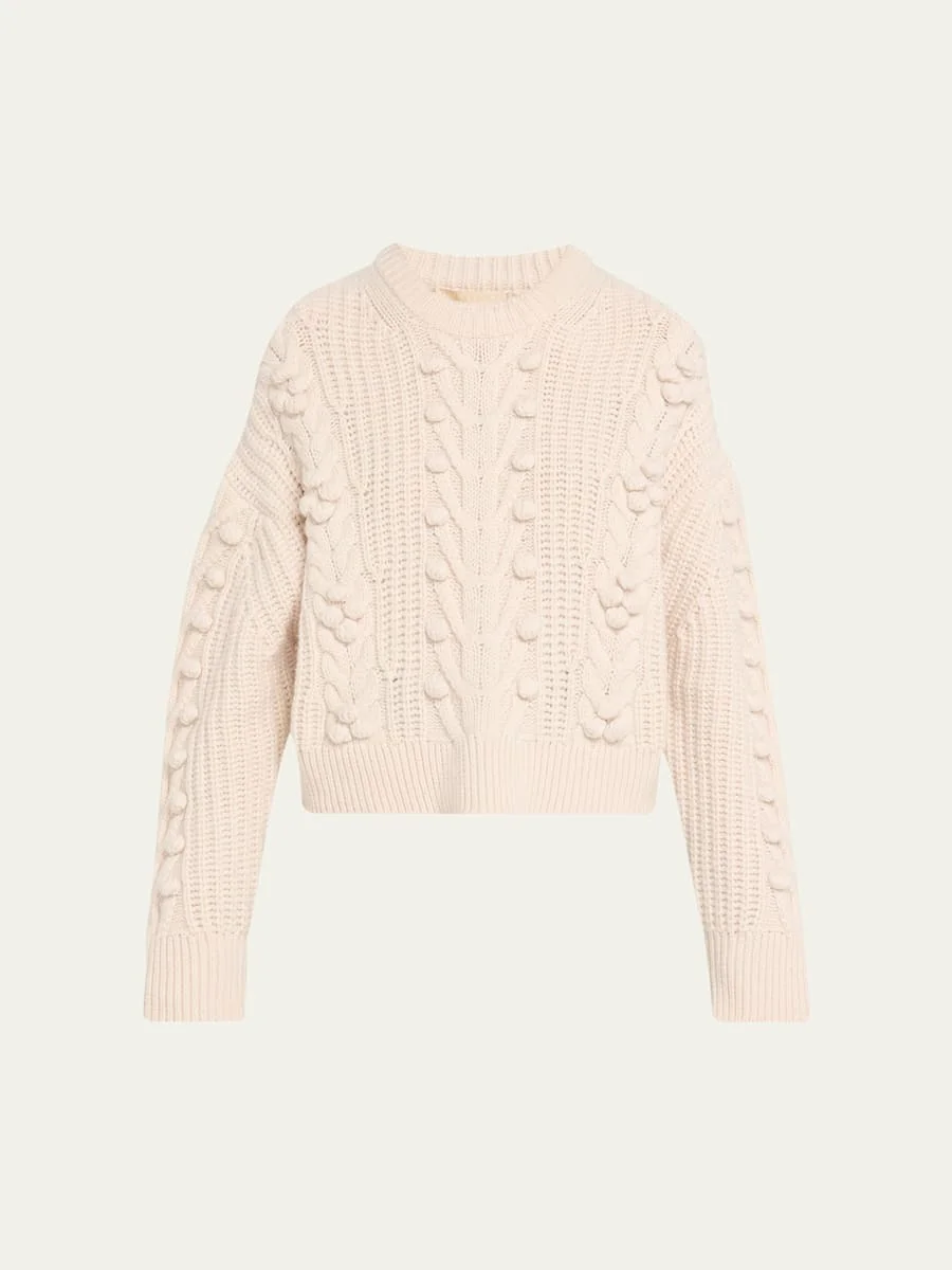 Indra Cashmere-Wool Cable-Knit Sweater - 1