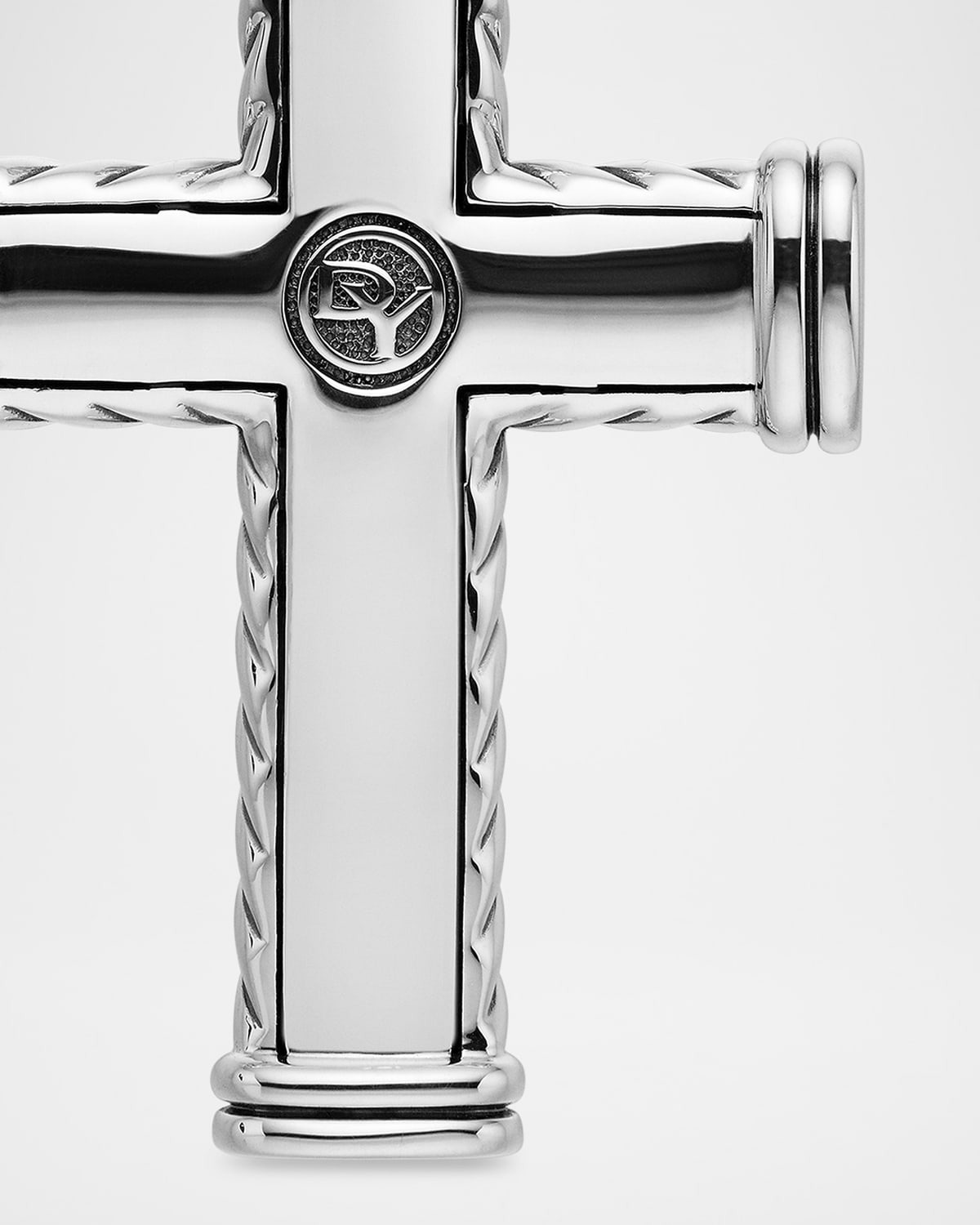 Men's Chevron Cross Pendant with Diamonds in Silver, 41.7mm - 7