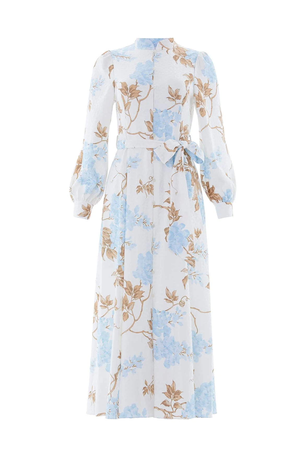 Wisteria Jacquard Long Sleeve Shirt Dress - 1