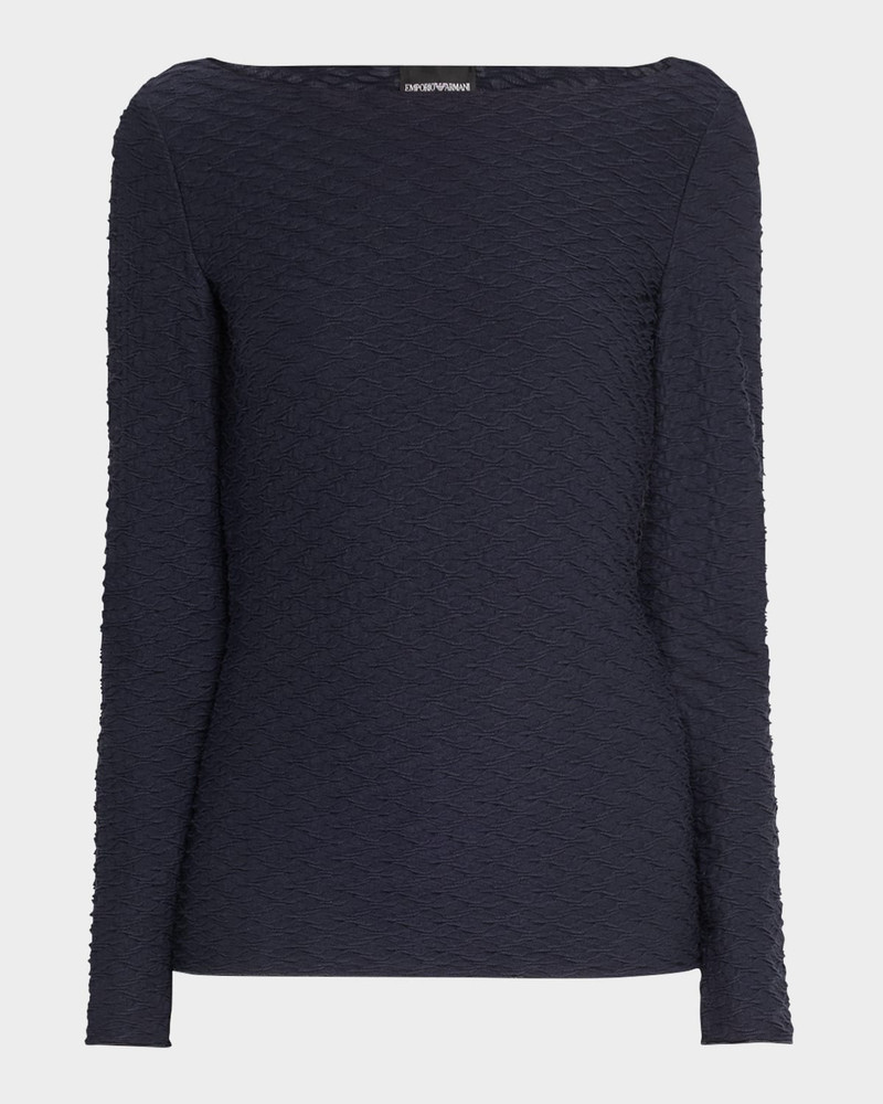Bateau-Neck Textured Jersey Blouse 1