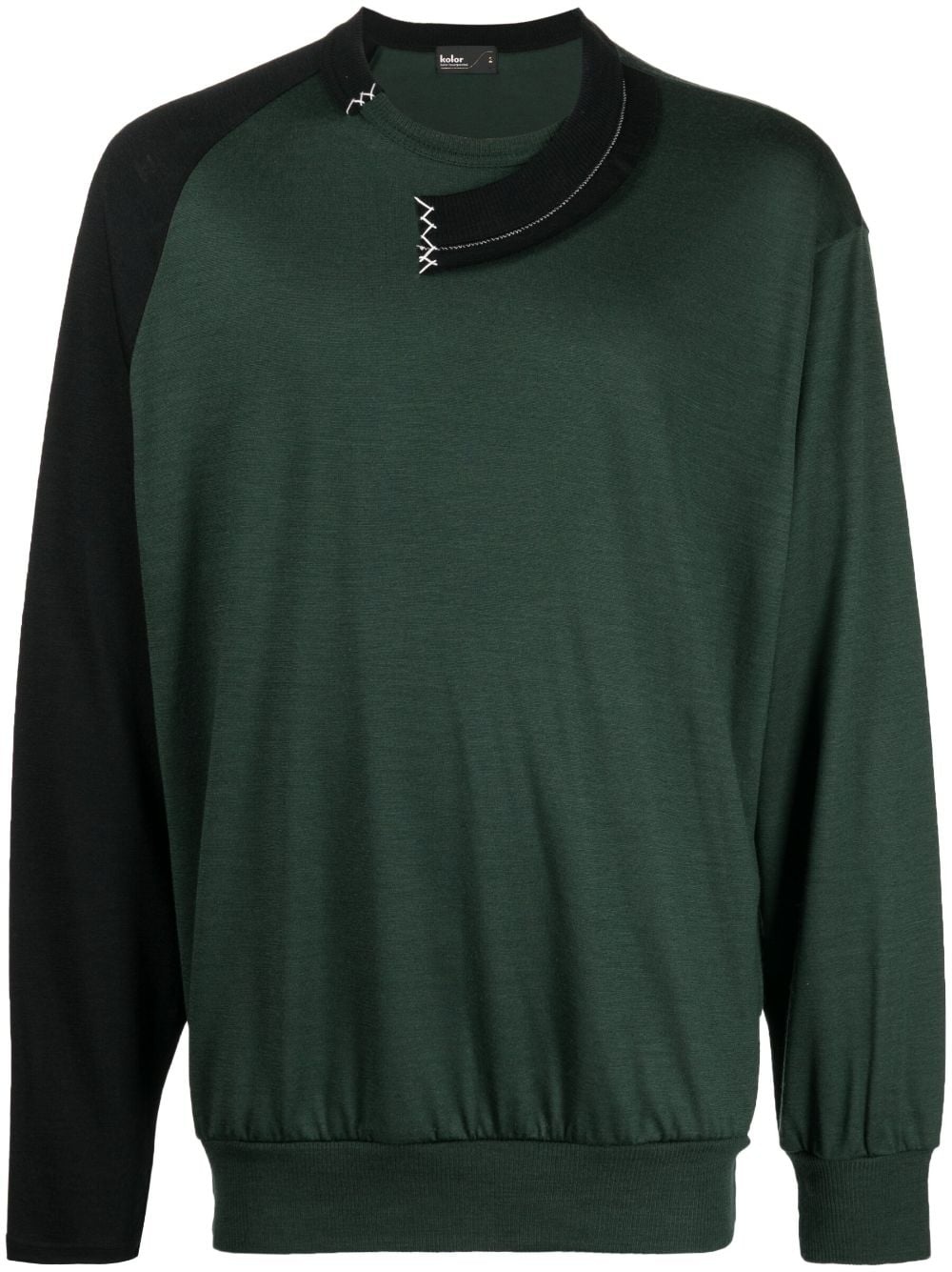 asymmetric wool long-sleeve T-shirt - 1