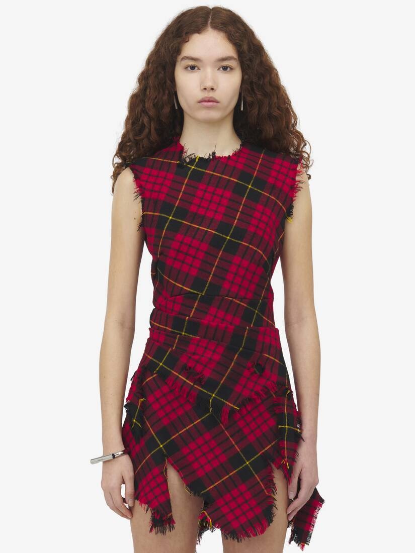 Distressed Tartan Mini Dress - 6