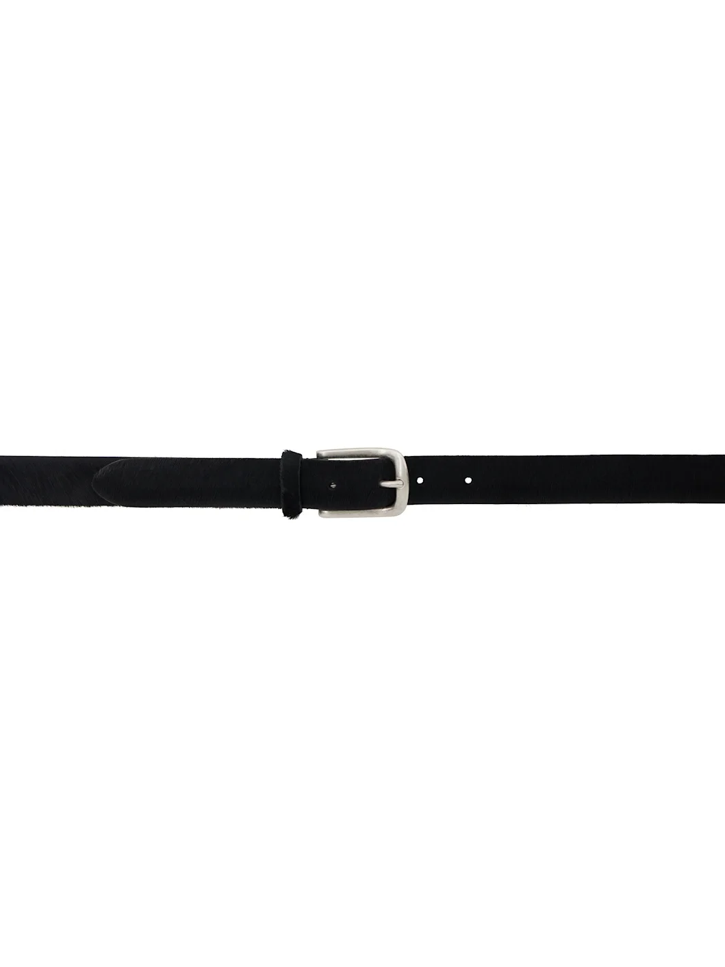 Black Skinny Calf-Hair Belt - 1
