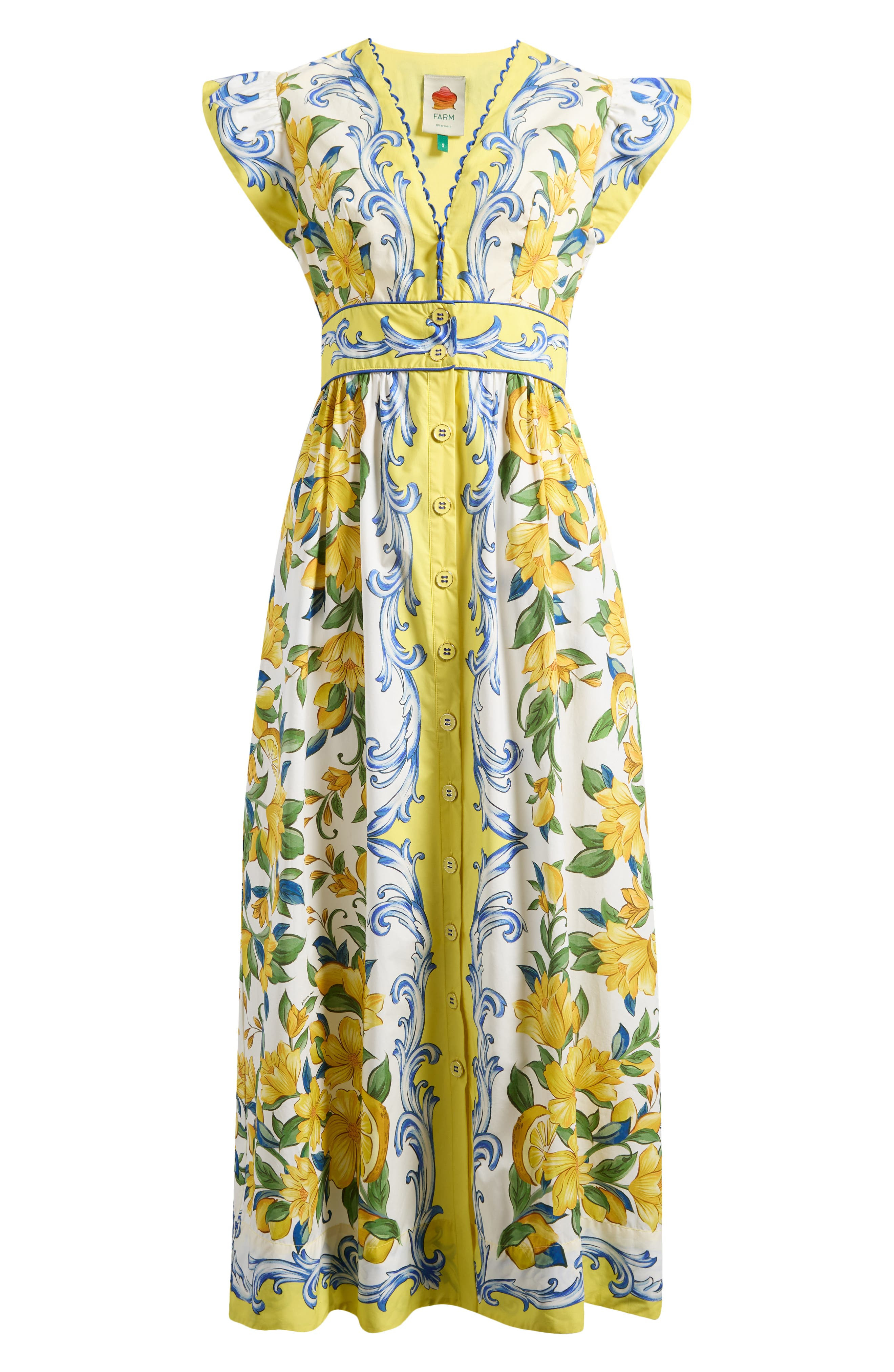 FARM Rio Sicily Scarf Print Cotton Maxi Dress in Off-White at Nordstrom - 5