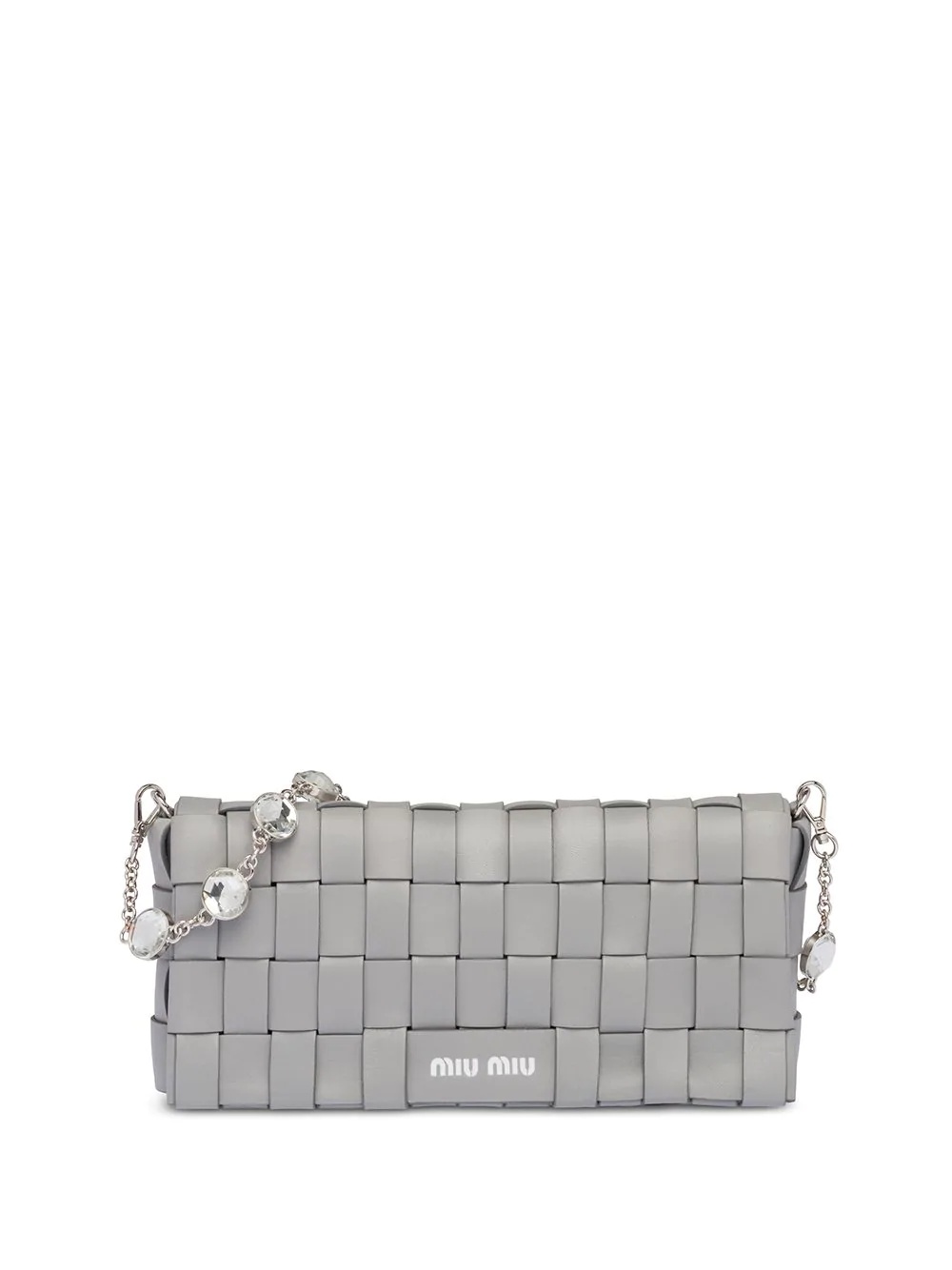 crystal-embellished woven shoulder bag - 1