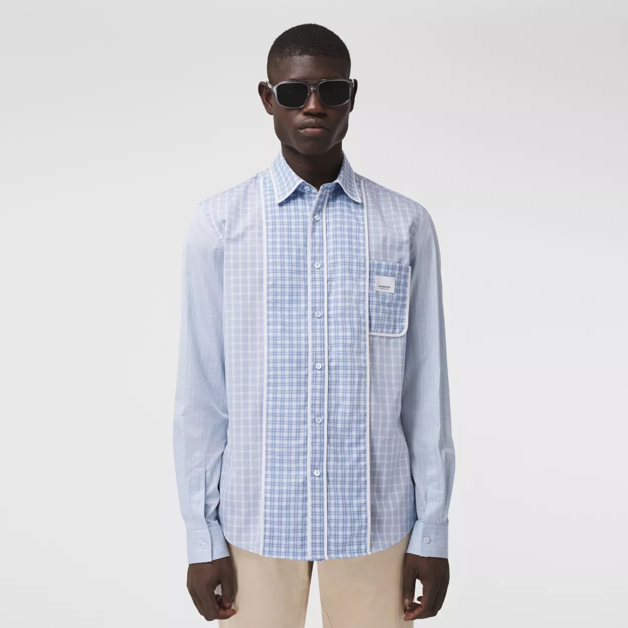 Logo Appliqué Contrast Check Cotton Shirt - 2