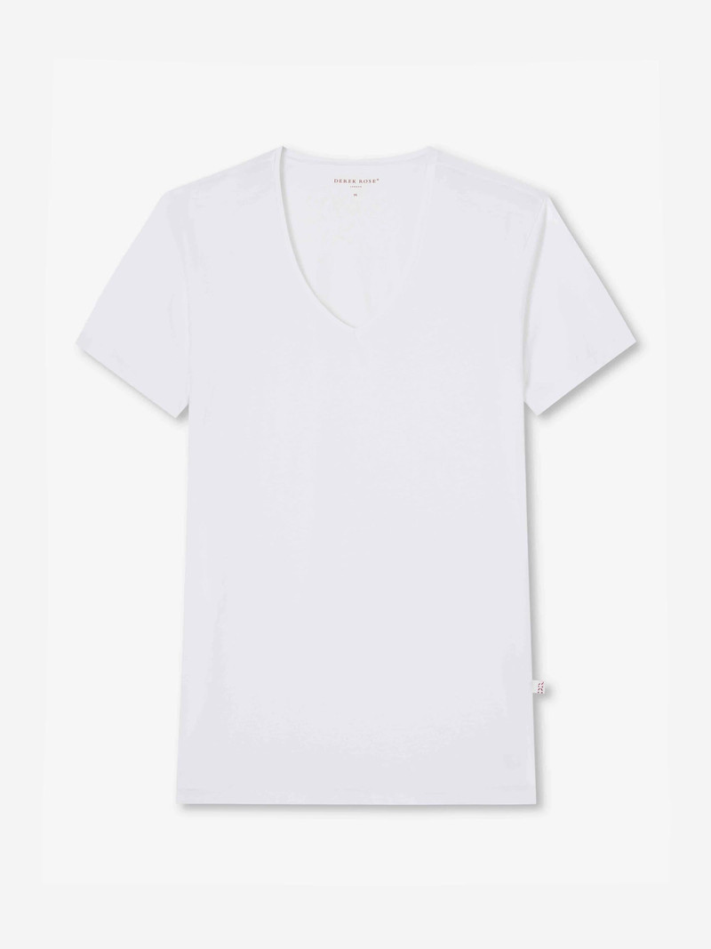 Derek Rose Men's Underwear V-Neck T-Shirt Jack Pima Cotton Stretch White outlook