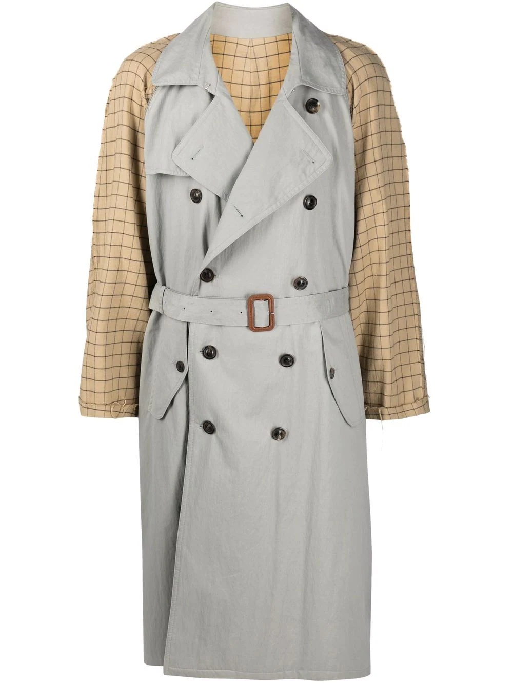 contrast panel trench coat - 1