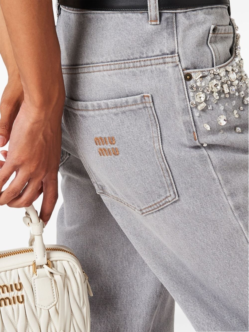embellished mid-rise straight-leg jeans - 5