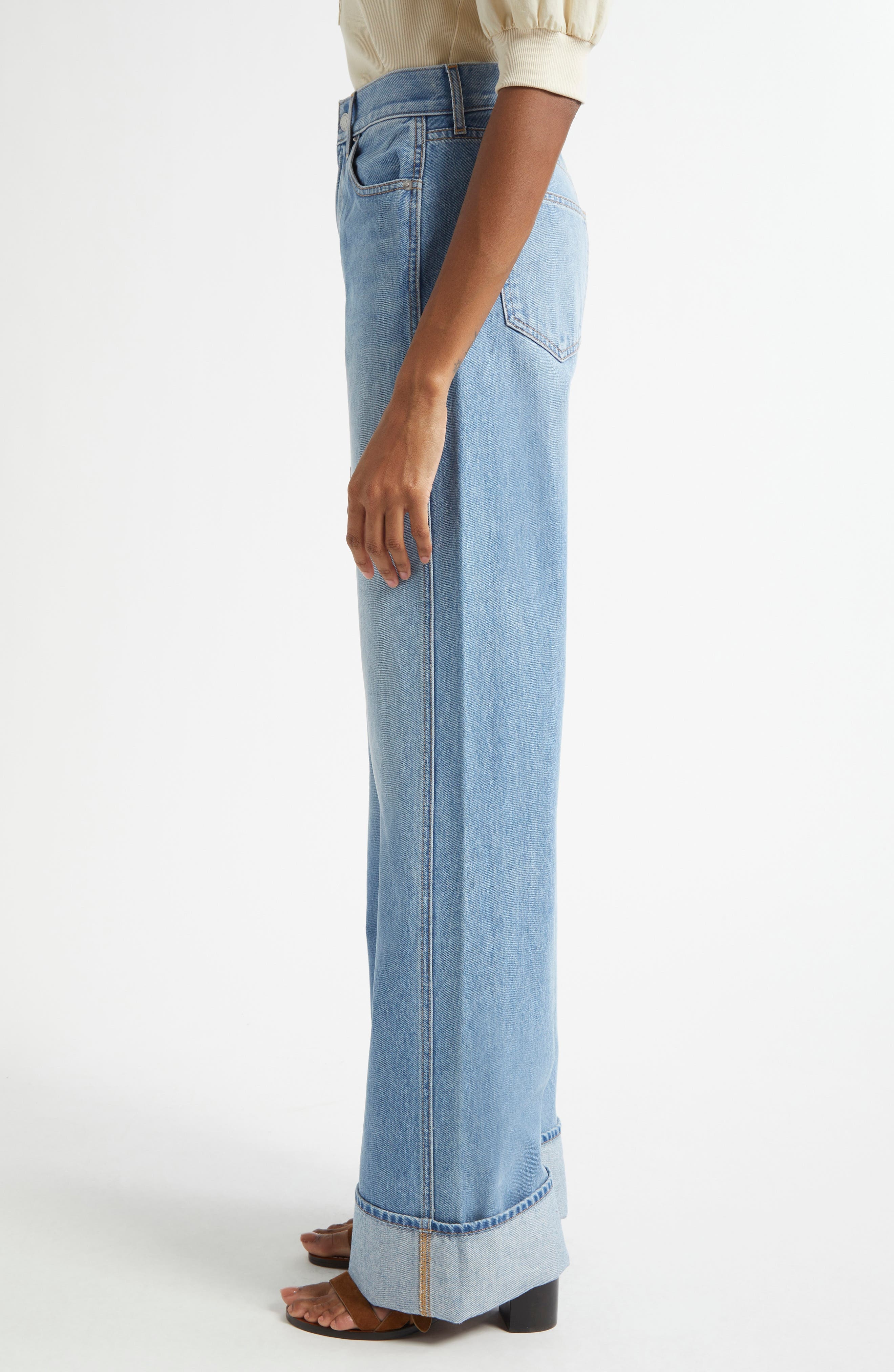 Veronica Beard Taylor High Waist Wide Leg Jeans in Bright Nova at Nordstrom - 4