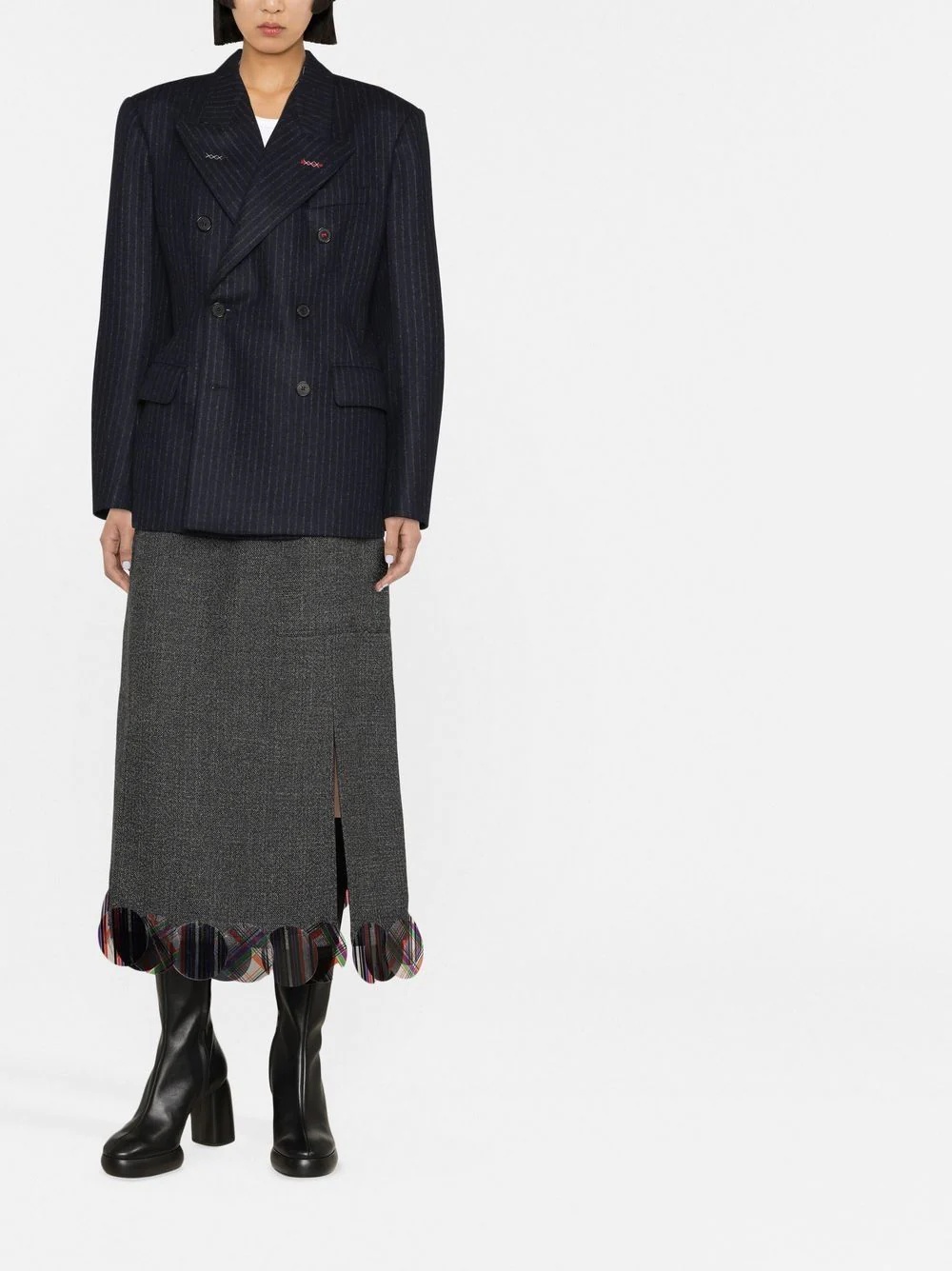 pinstripe double-breasted wool blazer - 2