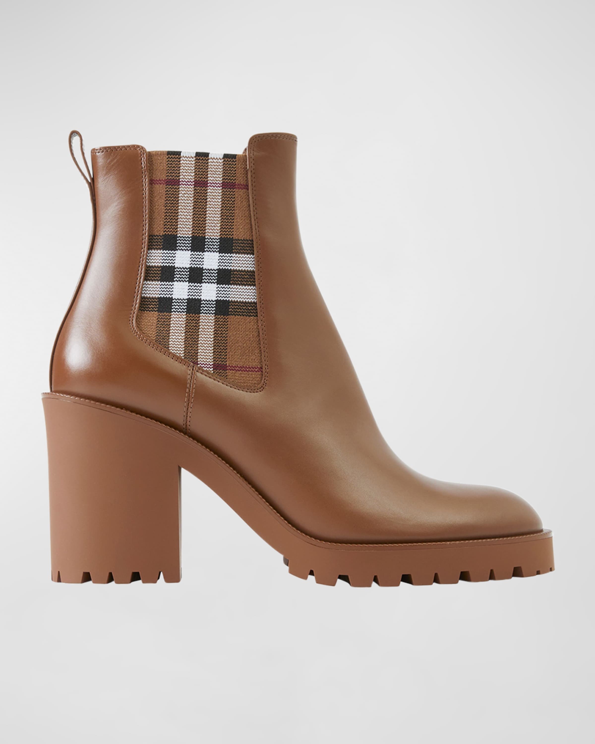 Allostock Leather Check Heeled Chelsea Booties - 1