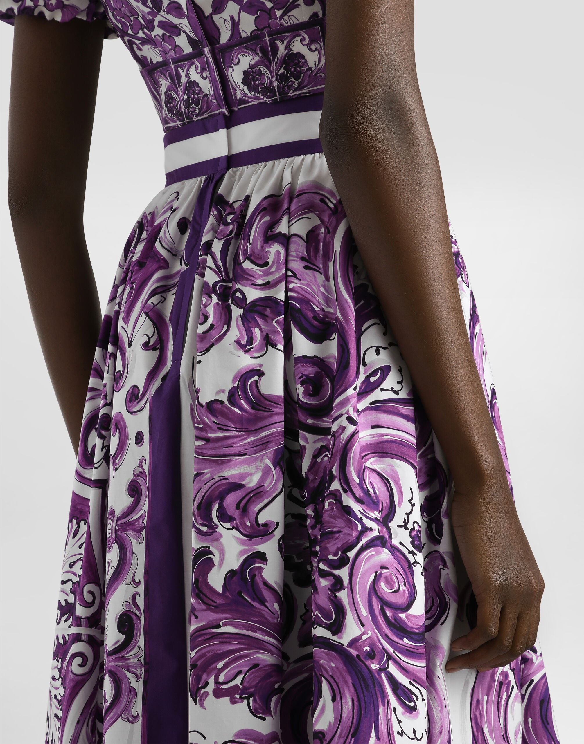 Majolica-print pleated skirt - 5