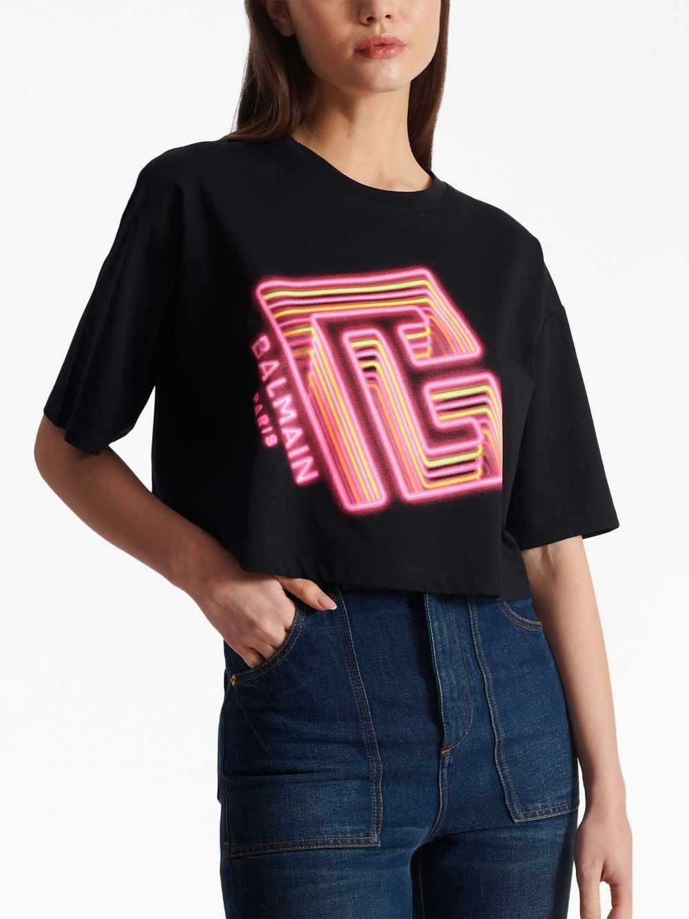 logo-print cropped T-shirt - 6