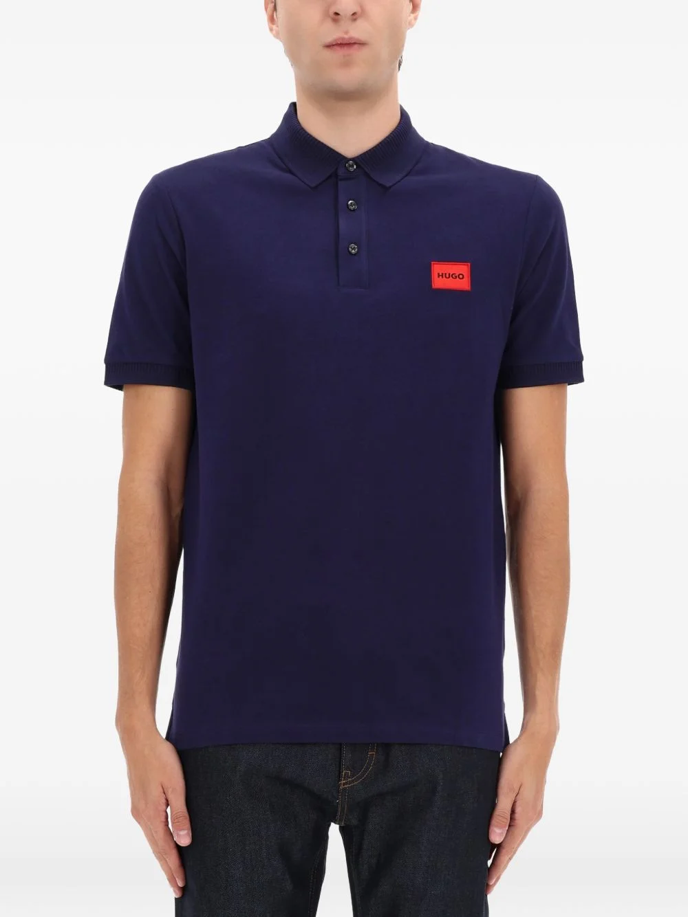 logo-patch polo shirt - 1