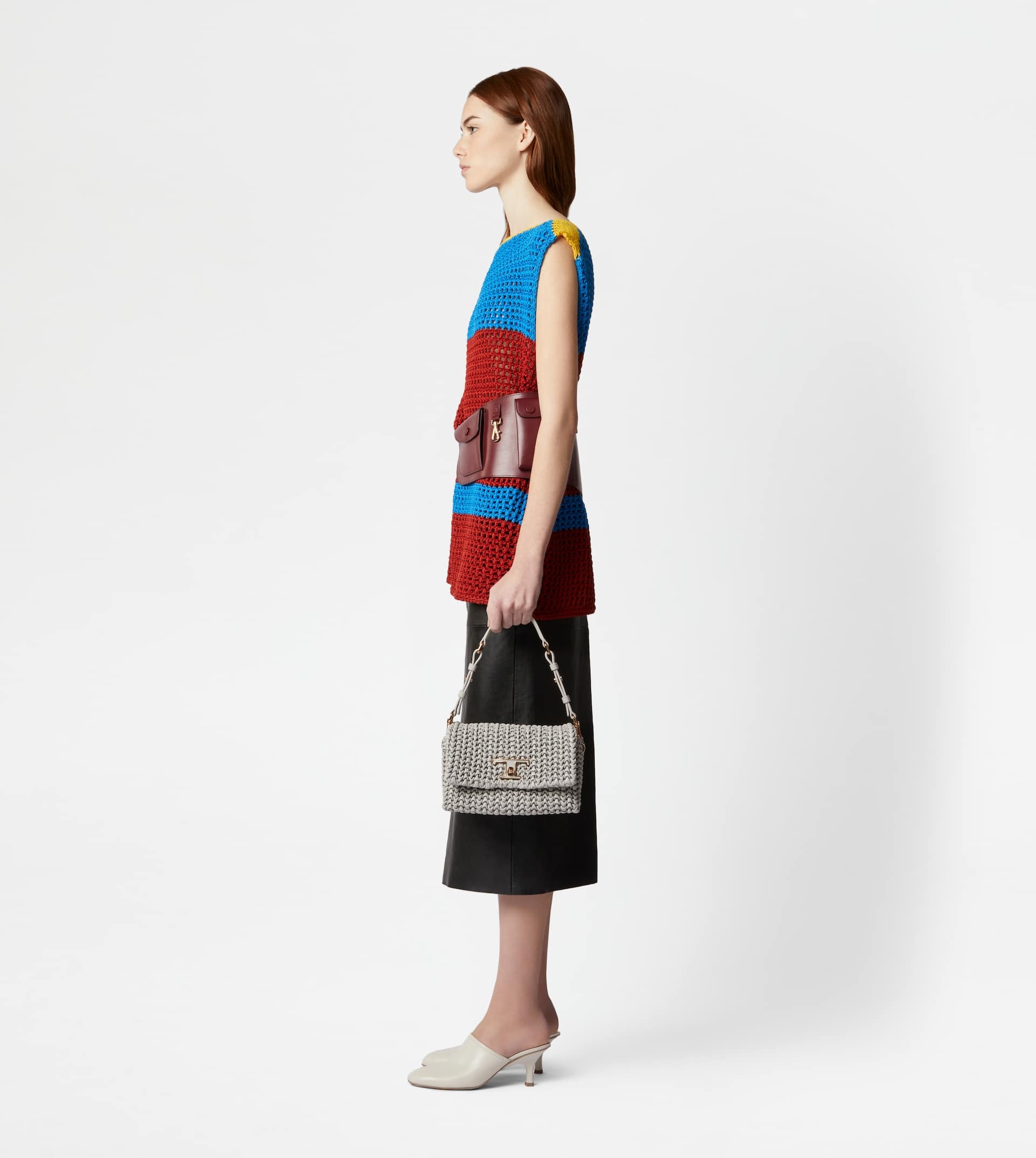 T TIMELESS FLAP BAG IN LEATHER MINI - GREY - 3